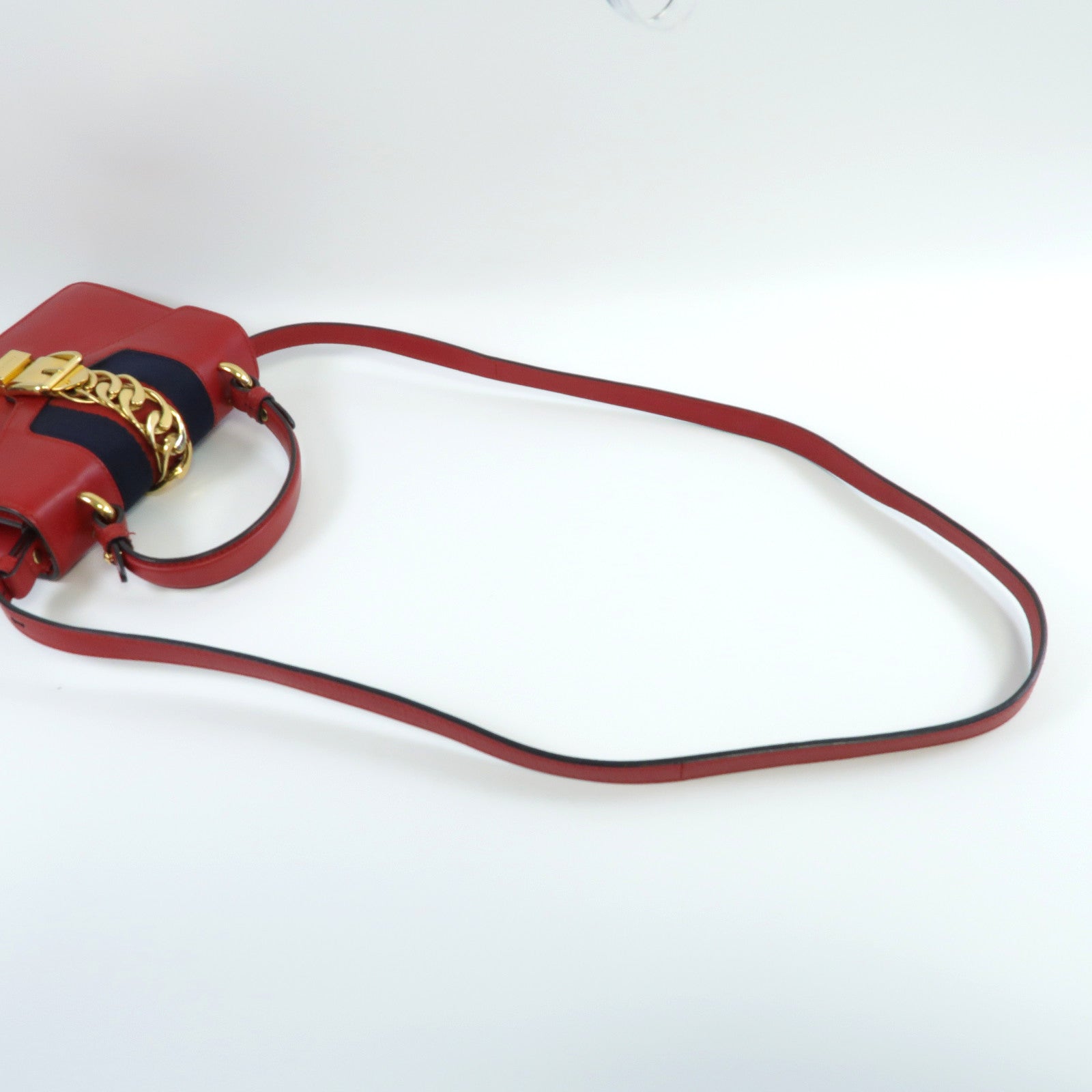 GUCCI 牛皮皮革Sylvie Shoulder Bag金扣手挽肩背兩用袋紅色