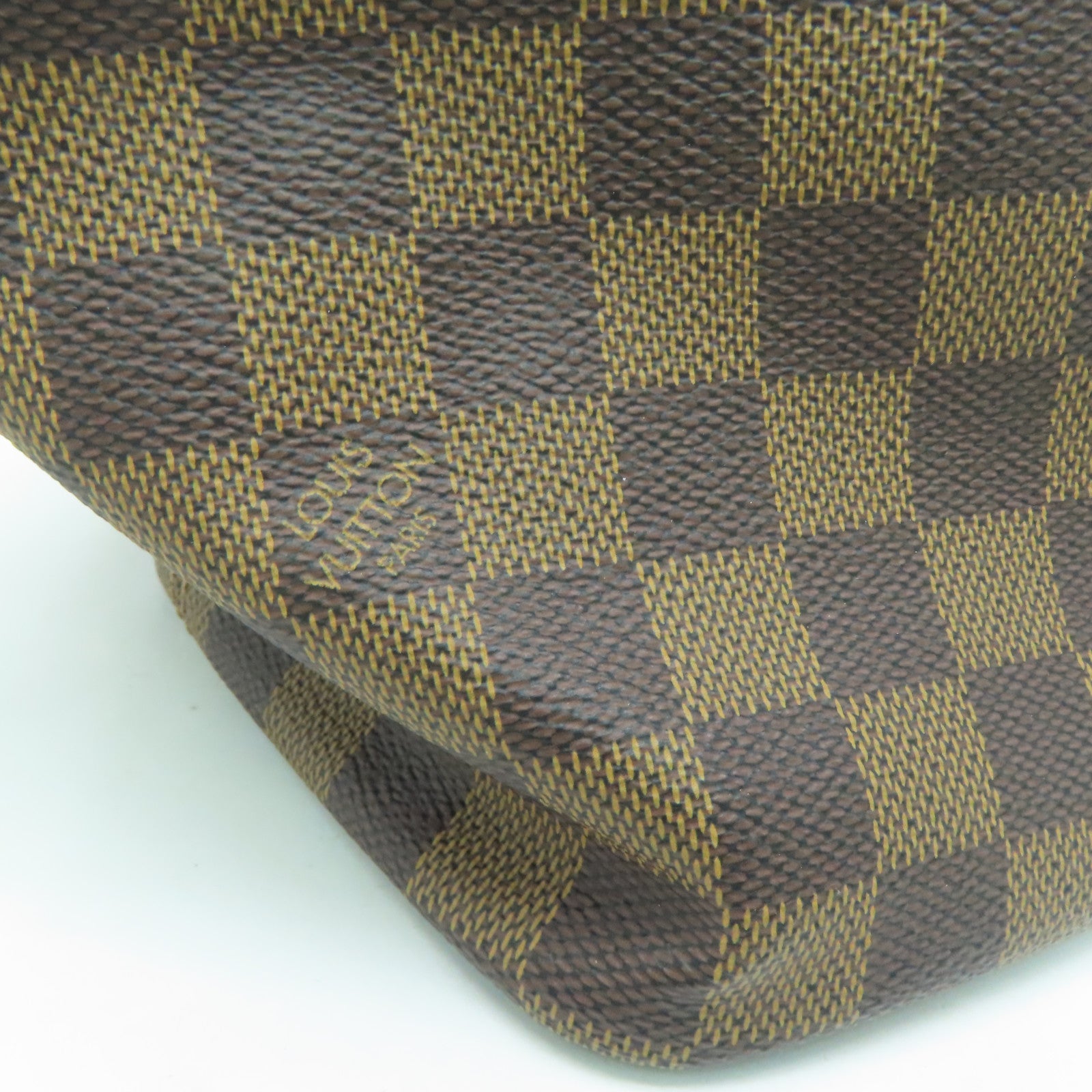 LOUIS VUITTON Damier Saleya MM gold buckle handle bag / shoulder bag brown