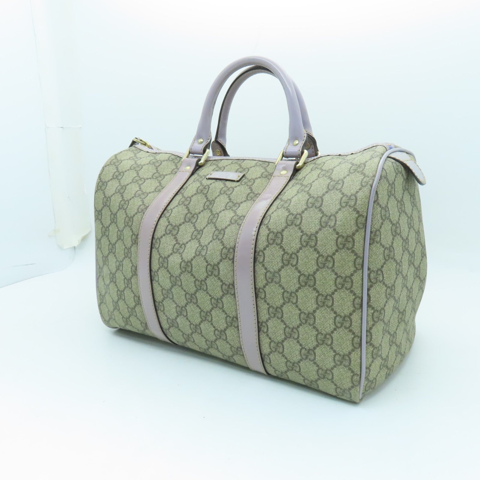 GUCCI PVC Hand Bag金扣波士頓包灰色/紫色