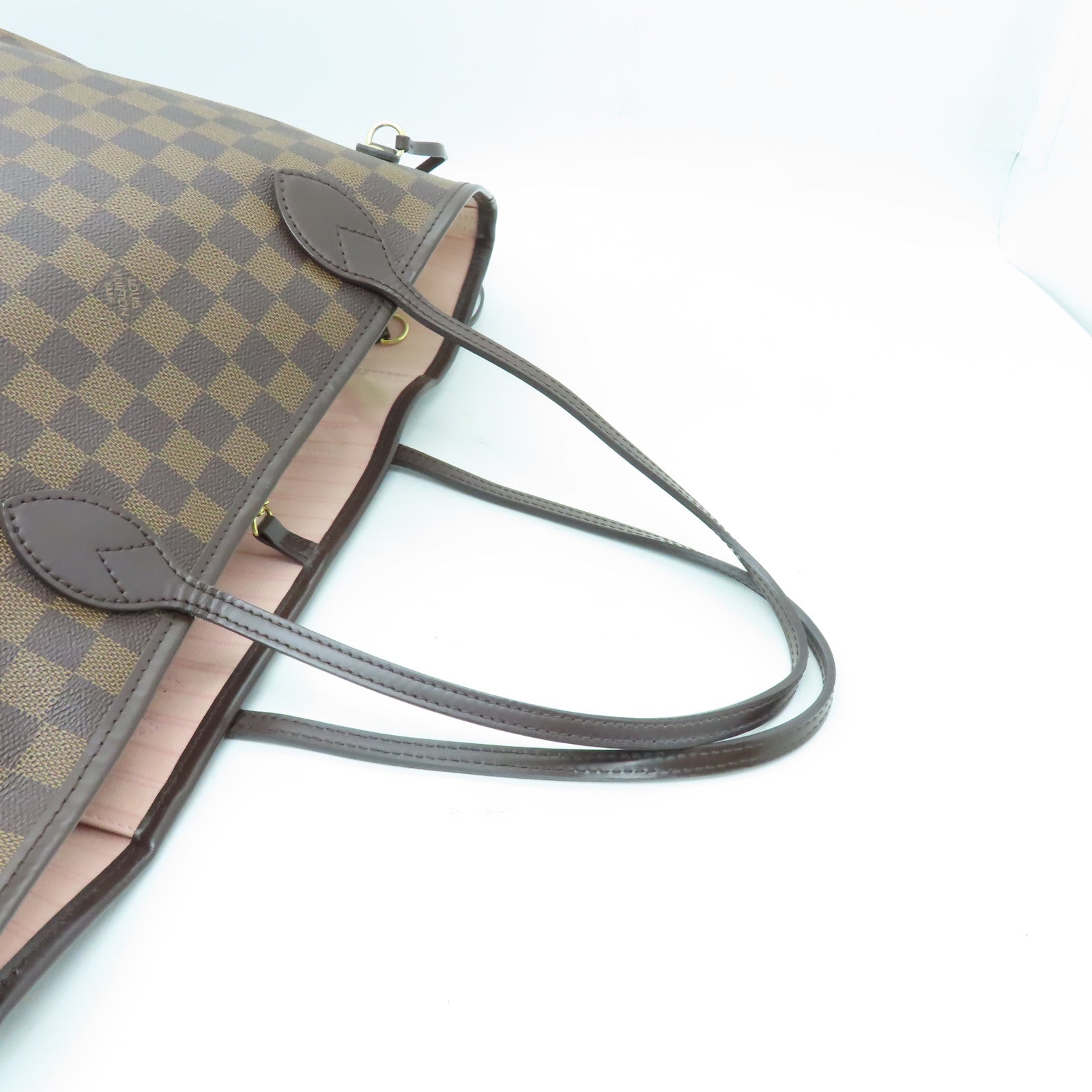 LOUIS VUITTON Damier Neverfull MM金扣手挽袋啡色