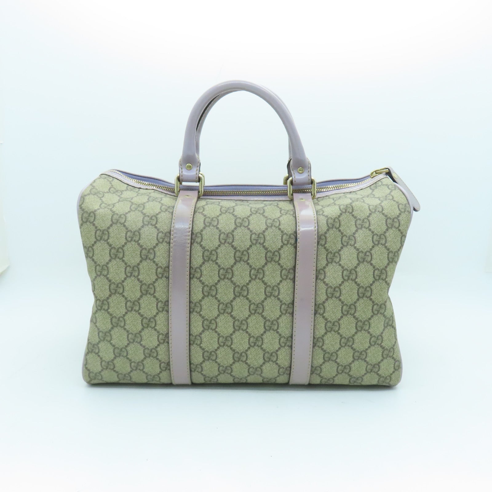 GUCCI PVC Hand Bag金扣波士頓包灰色/紫色