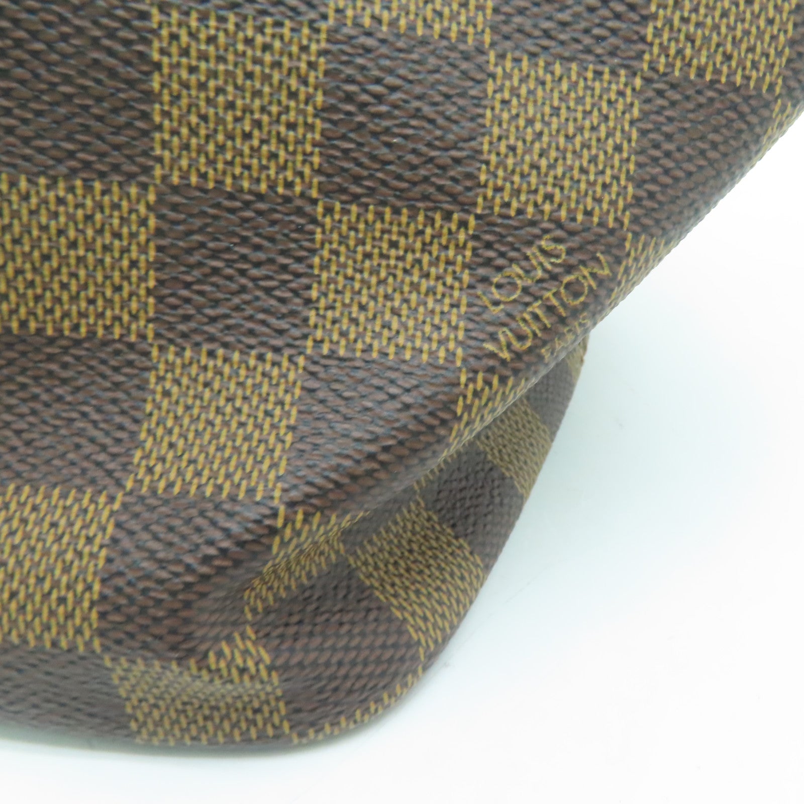 LOUIS VUITTON Damier Saleya MM gold buckle handle bag / shoulder bag brown