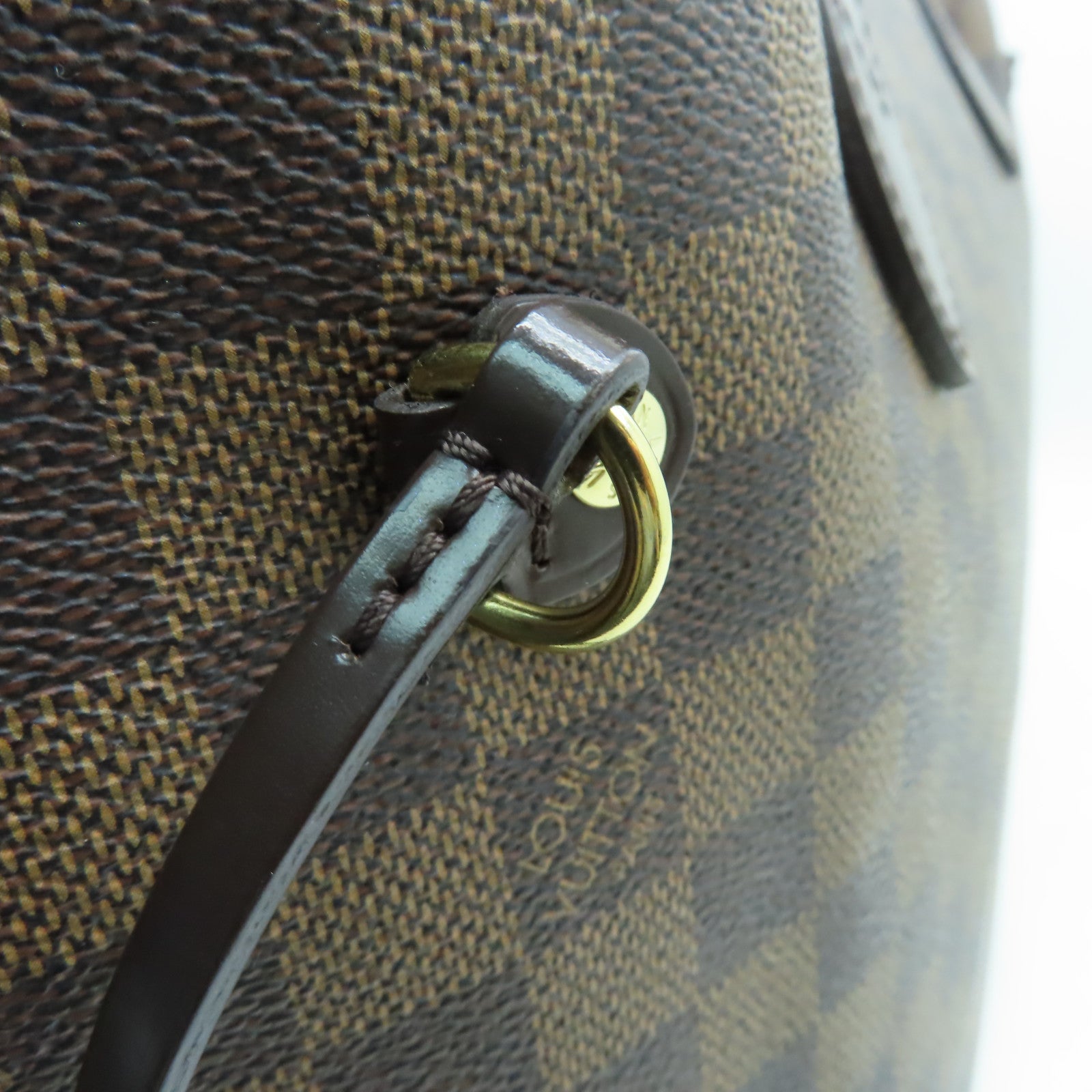 LOUIS VUITTON Damier Neverfull MM金扣手挽袋啡色