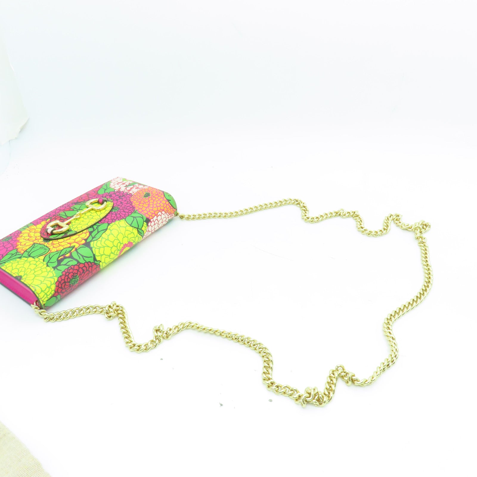 GUCCI 【激減優惠】牛皮皮革Wallet On Chain金扣鏈帶肩背袋粉紅色/黃色