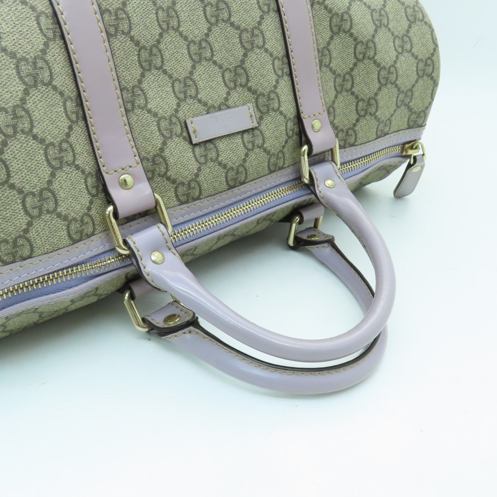 GUCCI PVC Hand Bag金扣波士頓包灰色/紫色