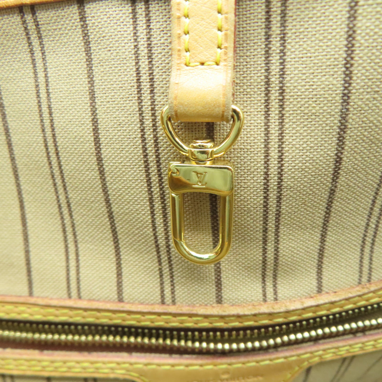 LOUIS VUITTON Monogram Neverfull GM金扣手挽袋棕色