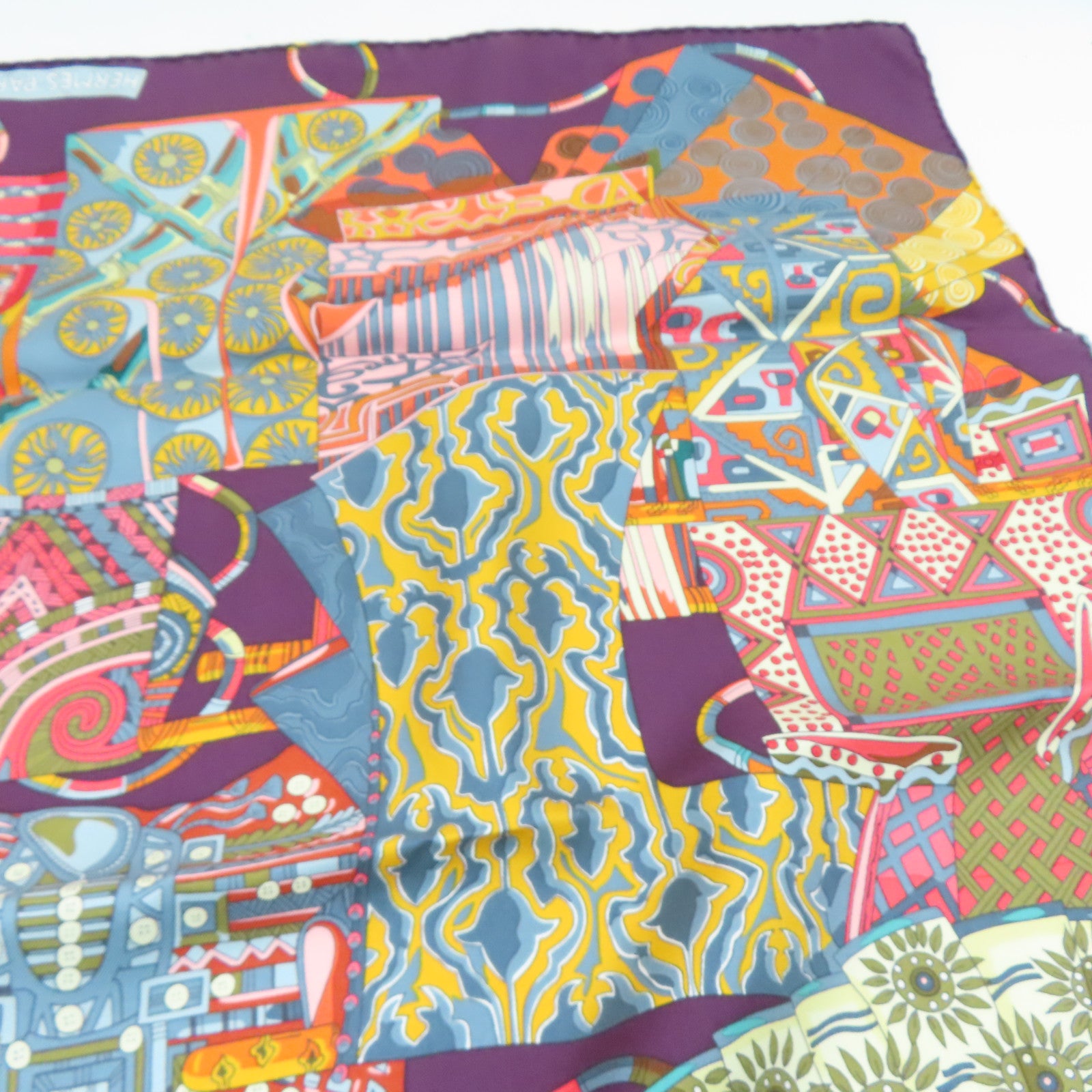 HERMES 絲質Scarf頸巾紫色