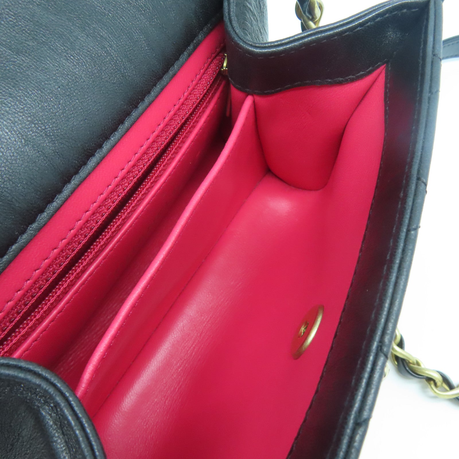 CHANEL 菱格羊皮皮革Mini Flap Bag With Top Handle金扣手挽肩背兩用袋黑色