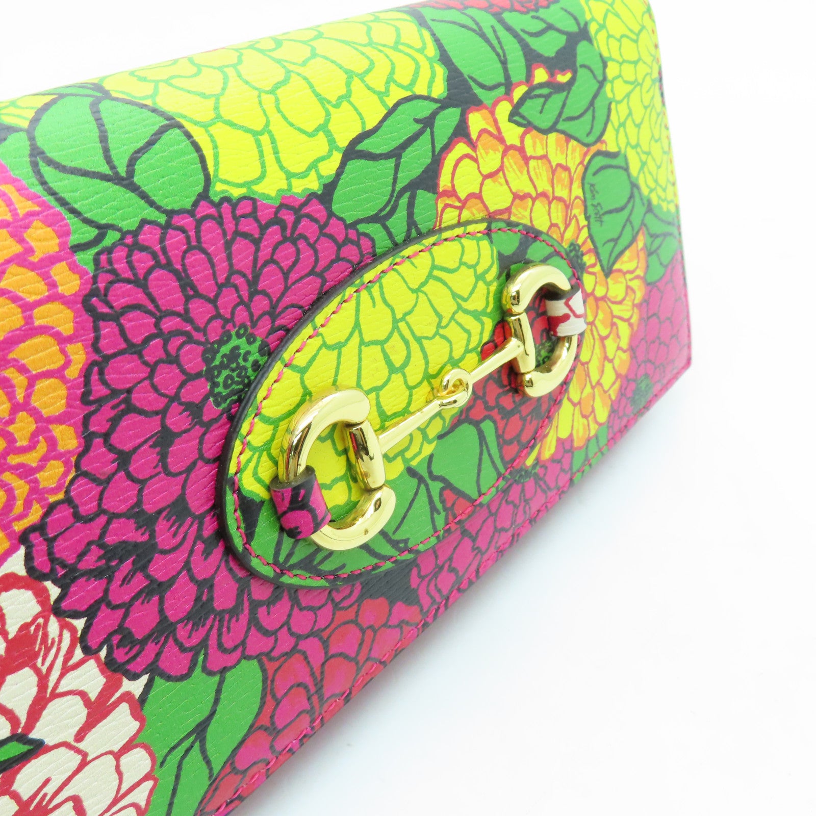 GUCCI 【激減優惠】牛皮皮革Wallet On Chain金扣鏈帶肩背袋粉紅色/黃色