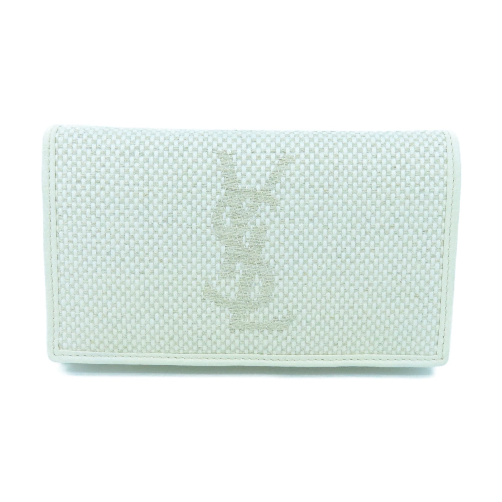 SAINT LAURENT 帆布Wallet金扣钱包米色/白色