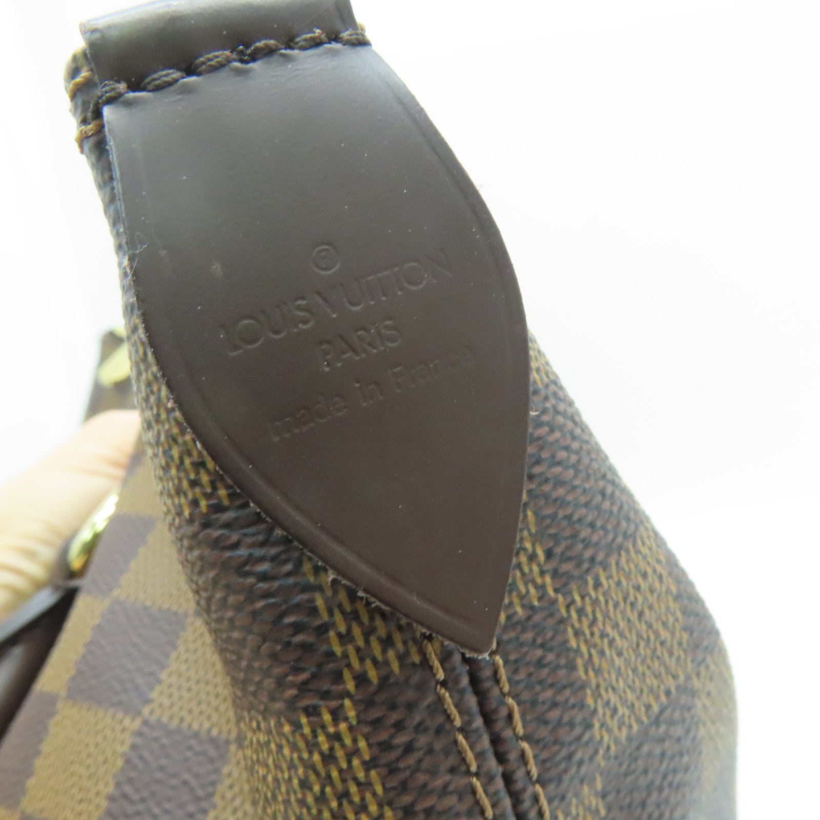 LOUIS VUITTON Damier Saleya MM gold buckle handle bag / shoulder bag brown
