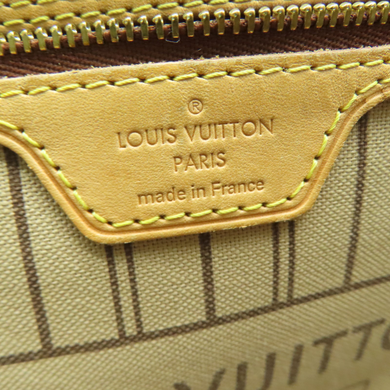 LOUIS VUITTON Monogram Neverfull GM金扣手挽袋棕色