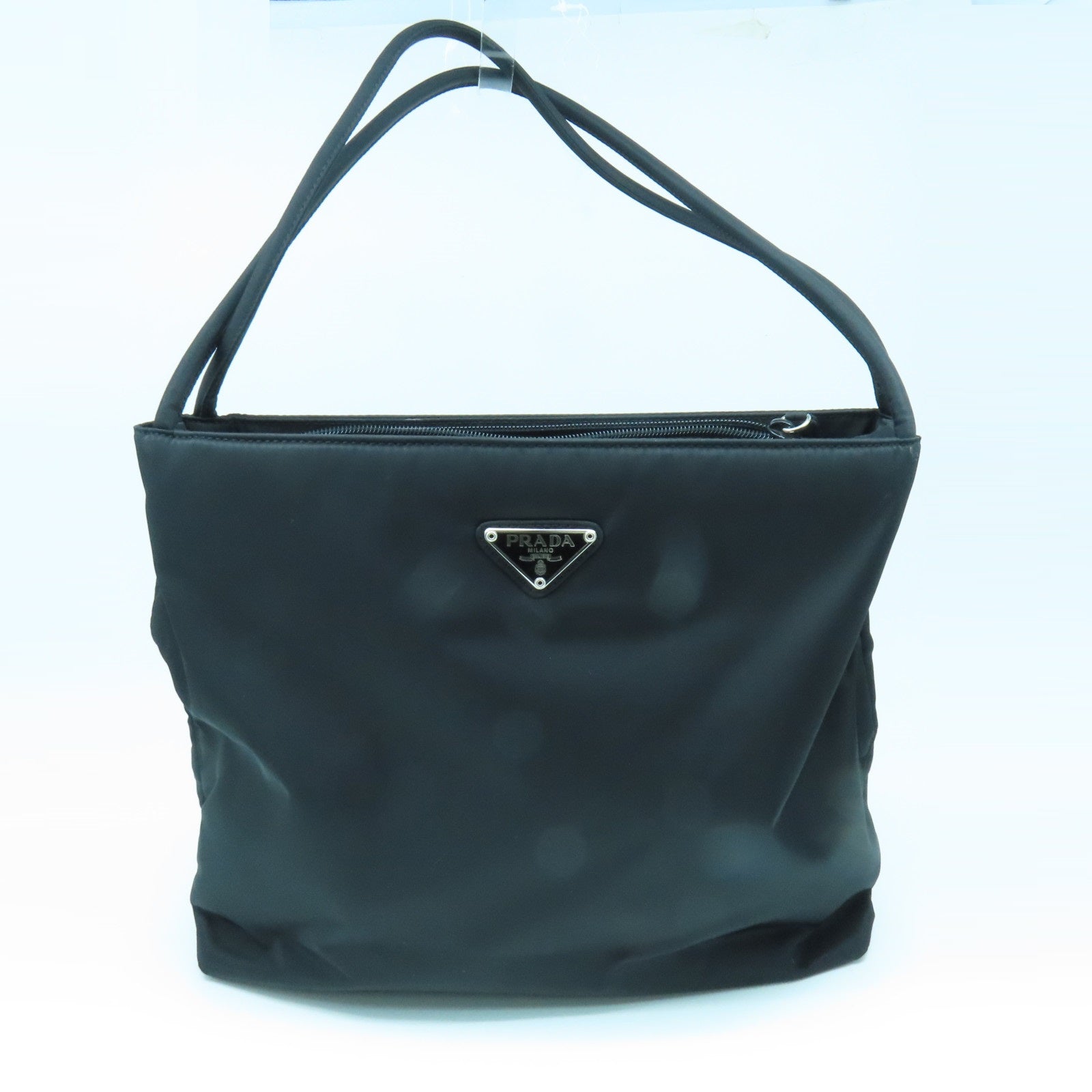 PRADA Nylon Shoulder Bag Silver Buckle Shoulder Bag Black
