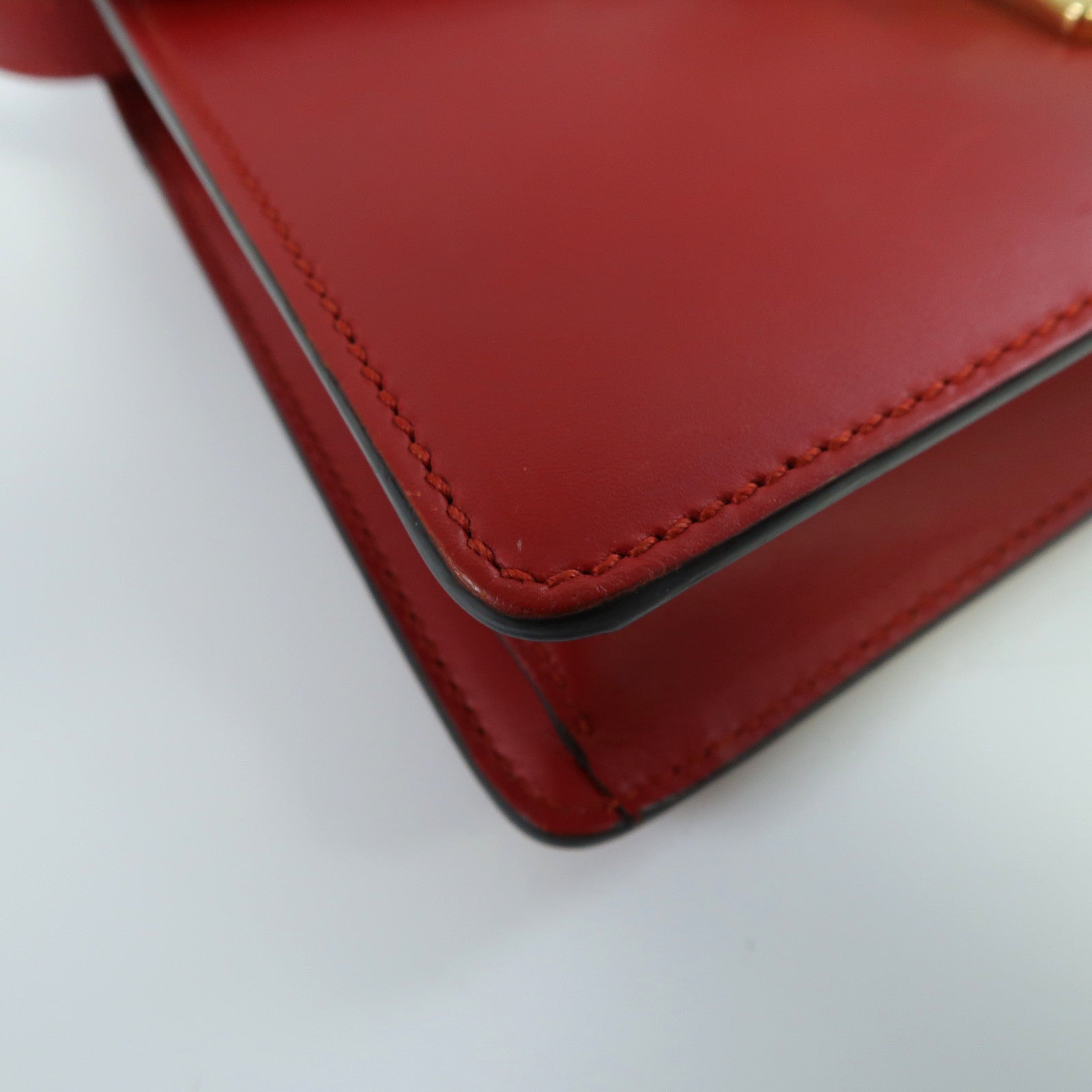 GUCCI 牛皮皮革Sylvie Shoulder Bag金扣手挽肩背兩用袋紅色
