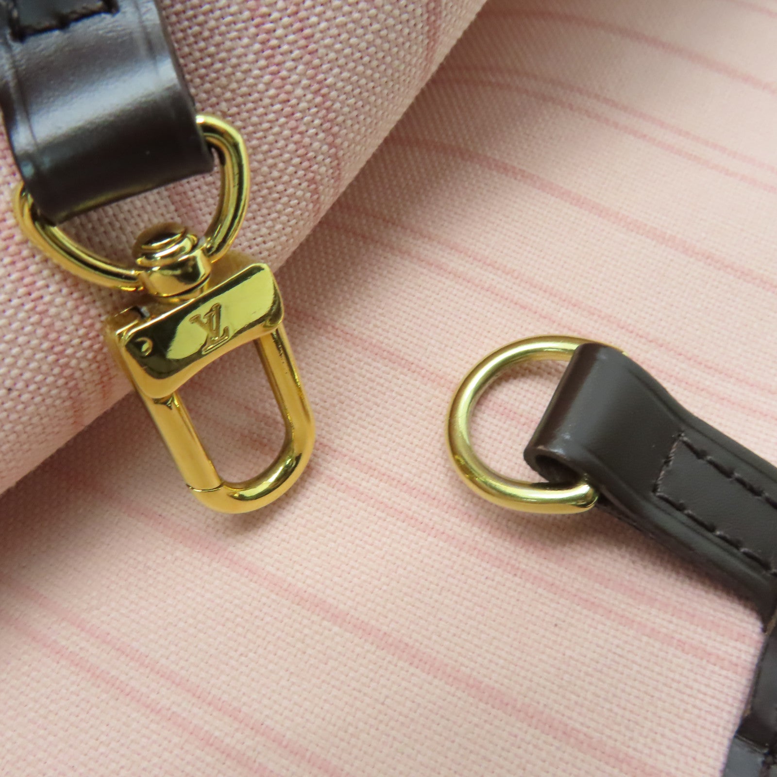 LOUIS VUITTON Damier Neverfull MM金扣手挽袋啡色