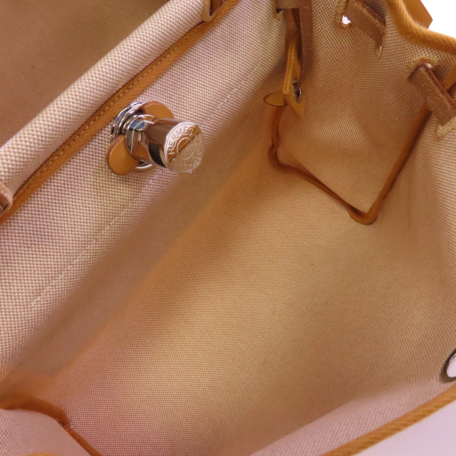 HERMES Toile H帆布Herbag PM Zip Retourne 31 Limited Edition 2Way Shoulder Bag銀扣手挽肩背兩用袋杏色/啡色