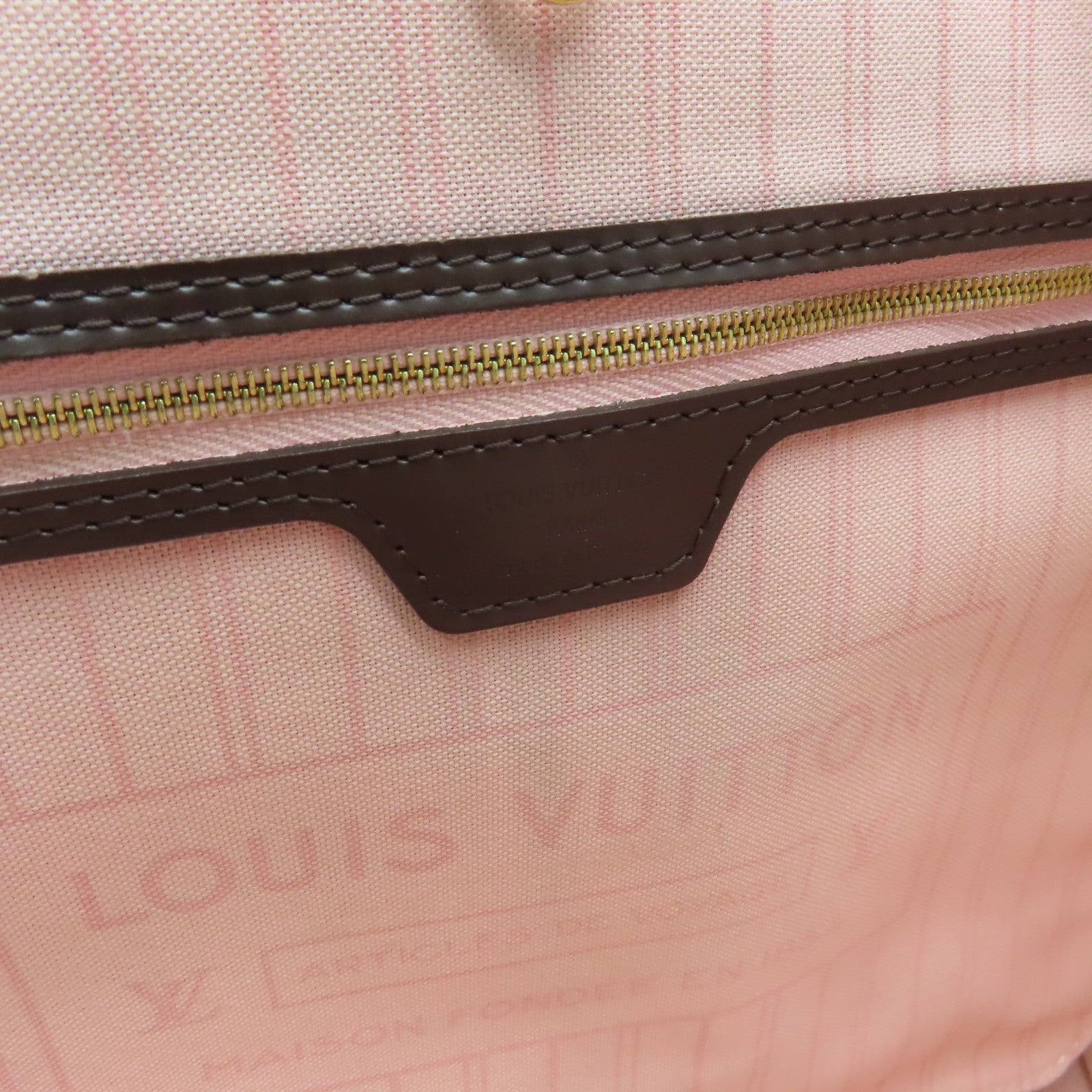 LOUIS VUITTON Damier Neverfull MM金扣手挽袋啡色
