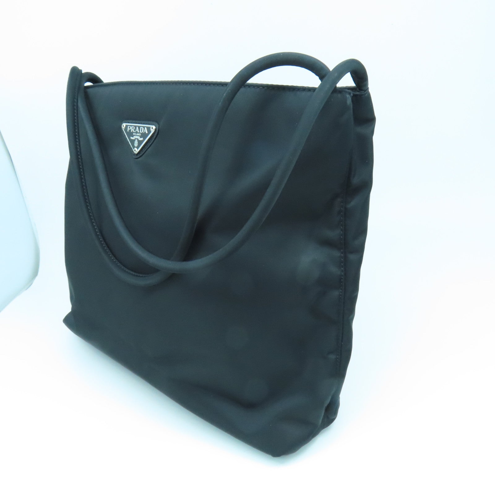 PRADA Nylon Shoulder Bag Silver Buckle Shoulder Bag Black