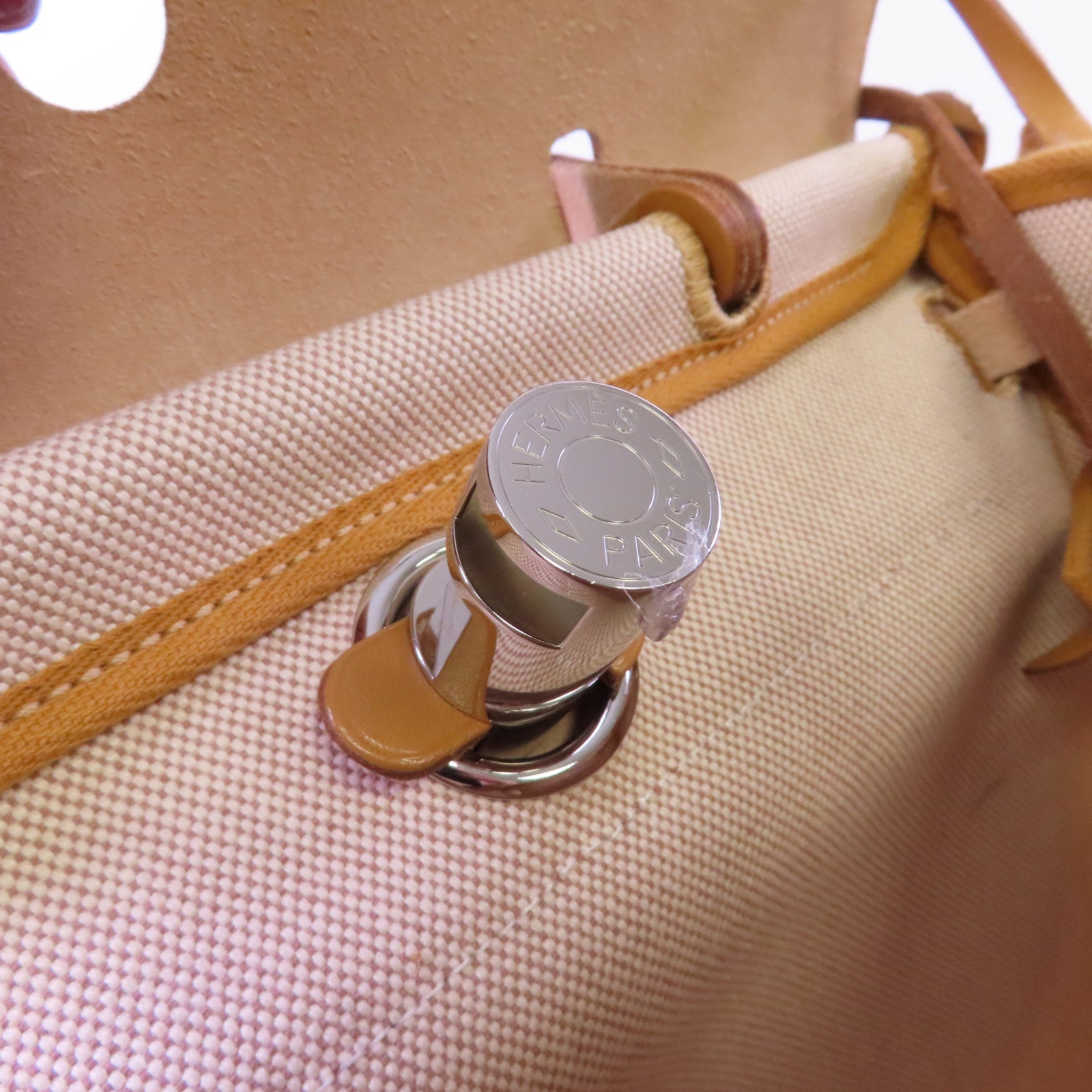 HERMES Toile H帆布Herbag PM Zip Retourne 31 Limited Edition 2Way Shoulder Bag銀扣手挽肩背兩用袋杏色/啡色