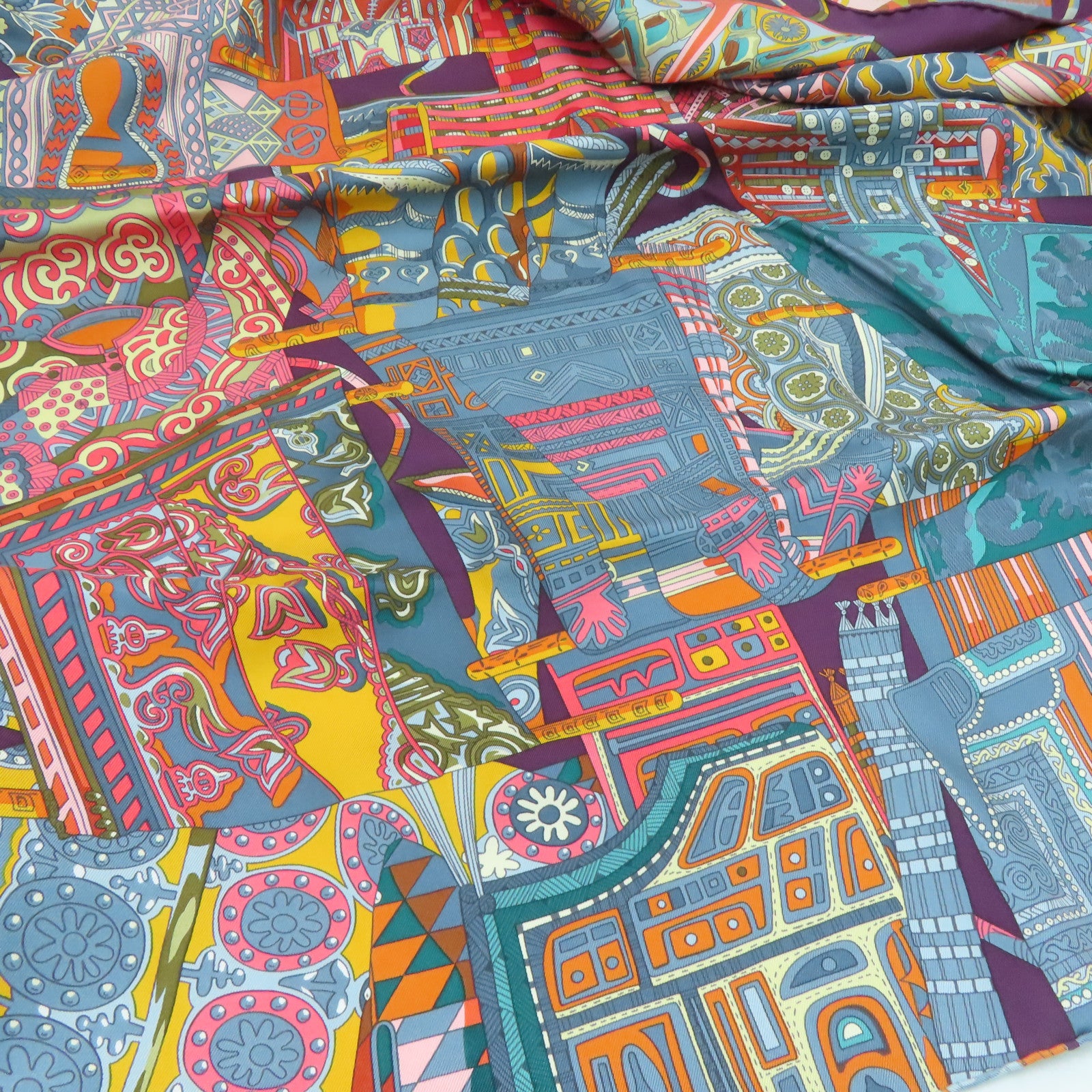 HERMES 絲質Scarf頸巾紫色