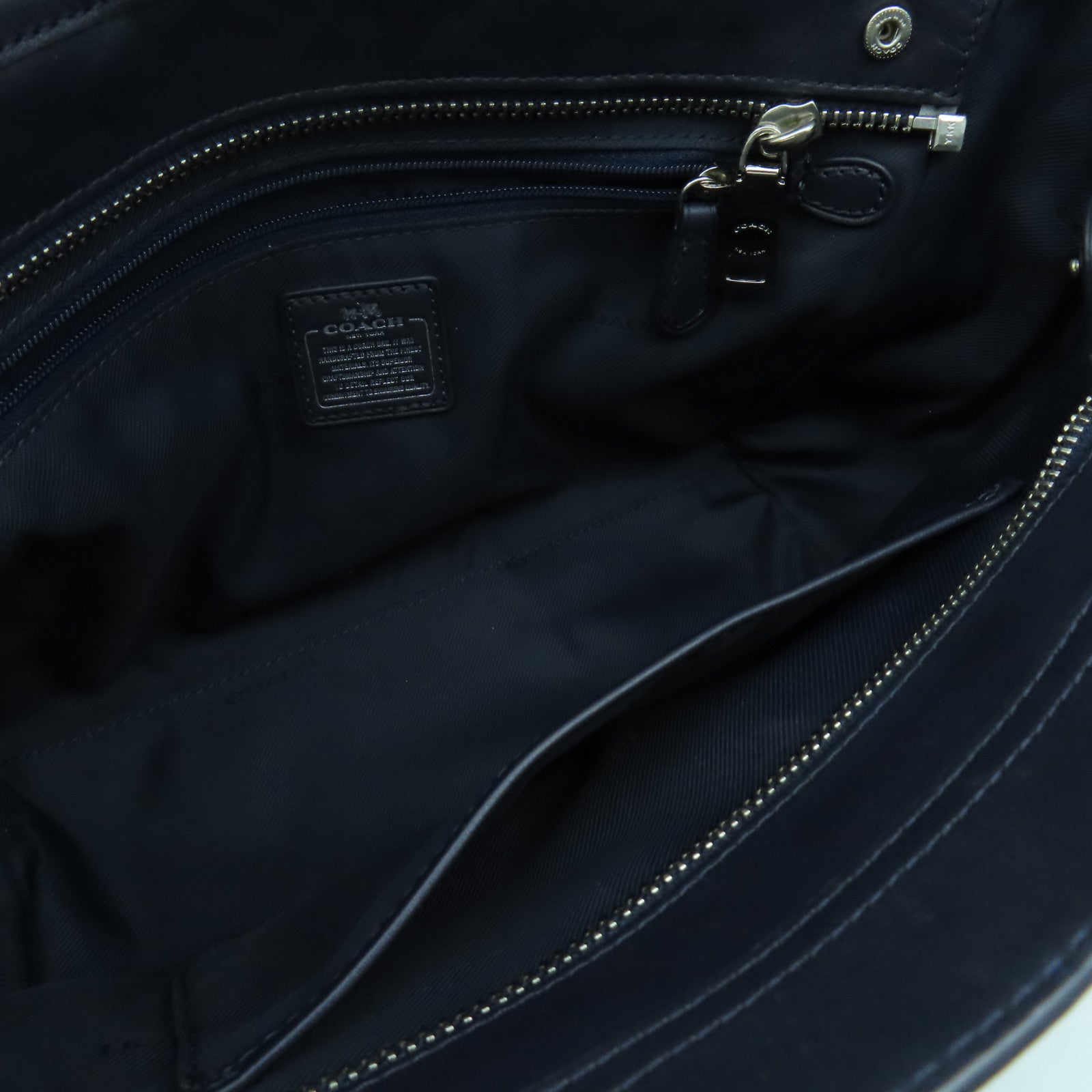 COACH 牛皮皮革2 Way Shoulder銀扣手挽肩背兩用袋藍色