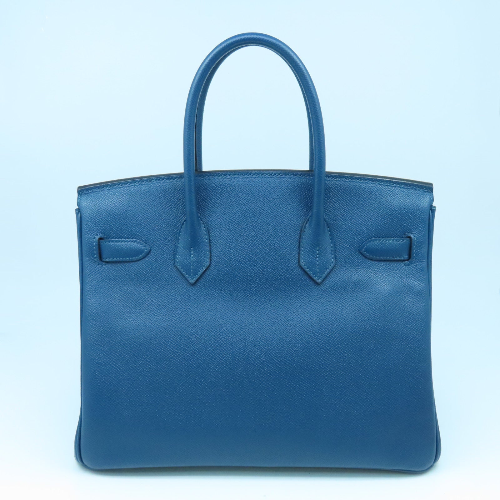 HERMES Epsom皮革Birkin 30銀扣手挽袋鴨子藍