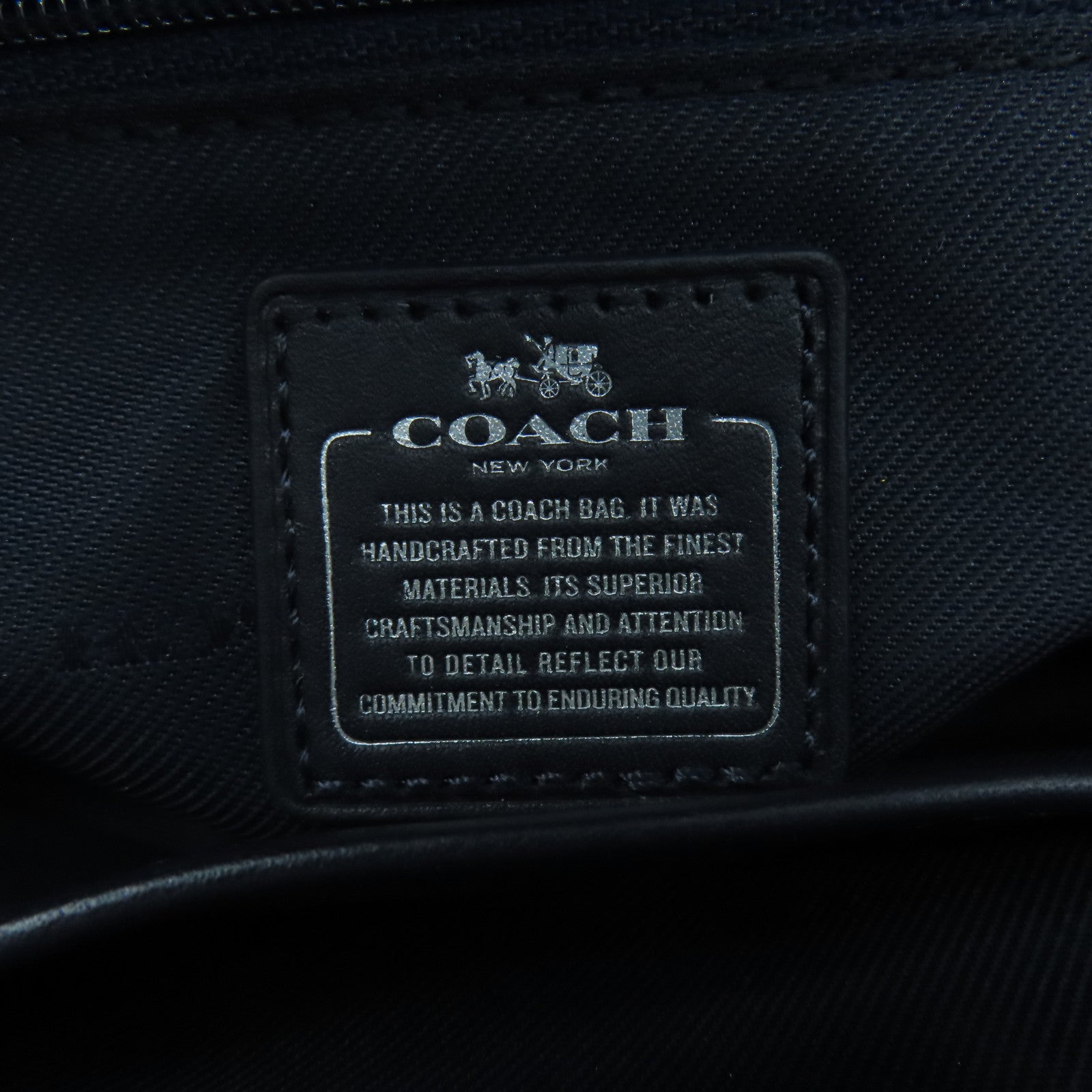 COACH 牛皮皮革2 Way Shoulder銀扣手挽肩背兩用袋藍色