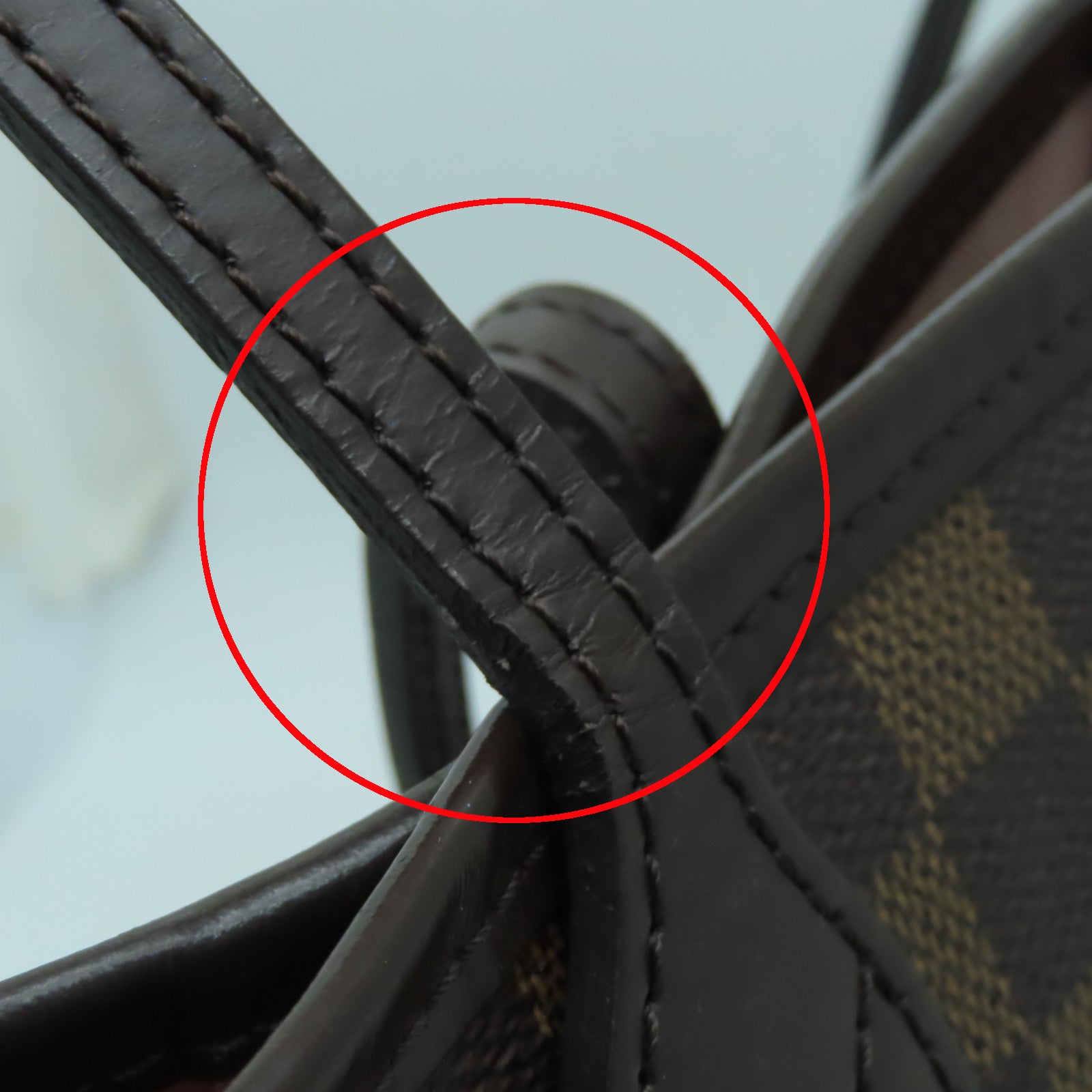 LOUIS VUITTON Damier Neverfull MM金扣手挽袋啡色