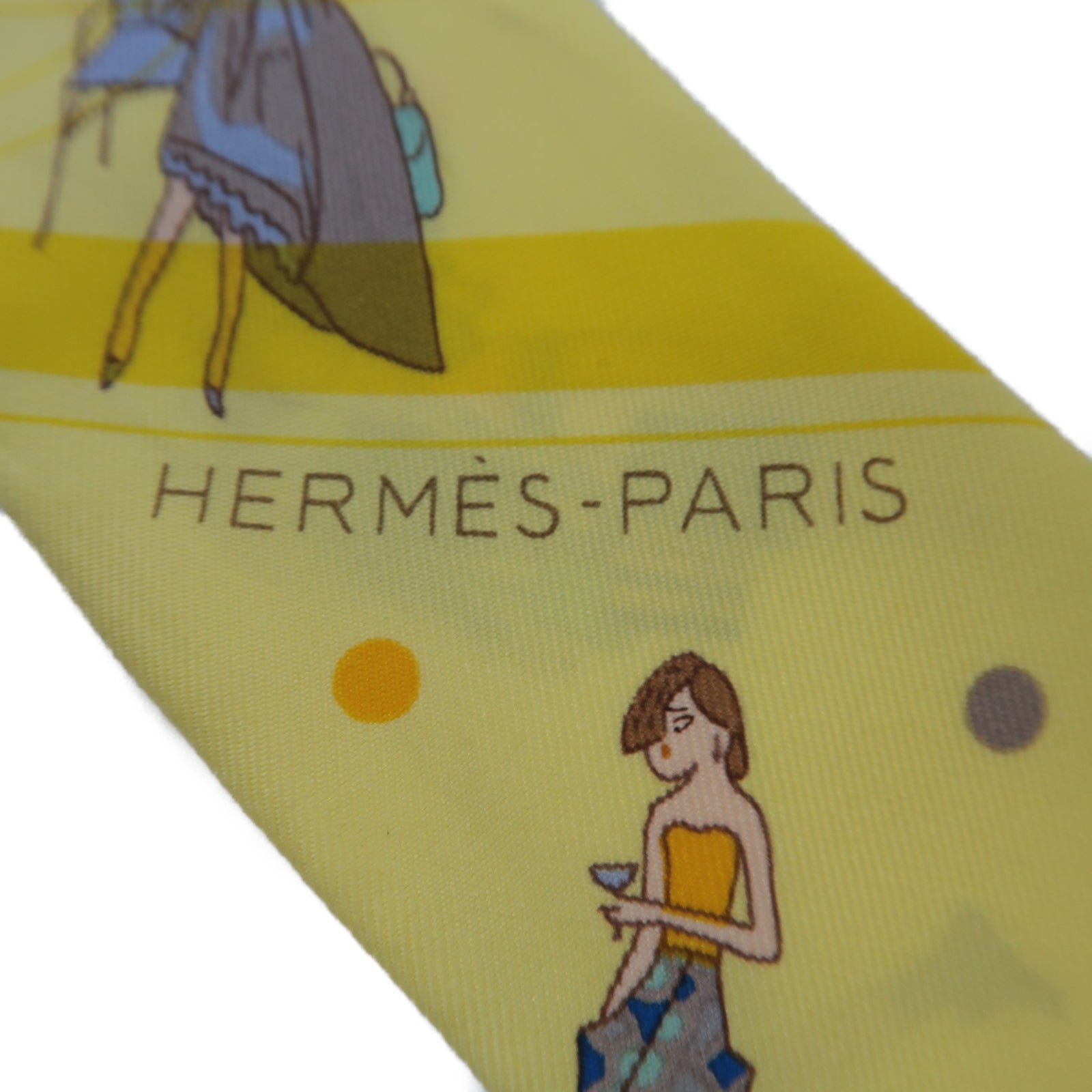 HERMES 絲質Twilly絲巾黃色