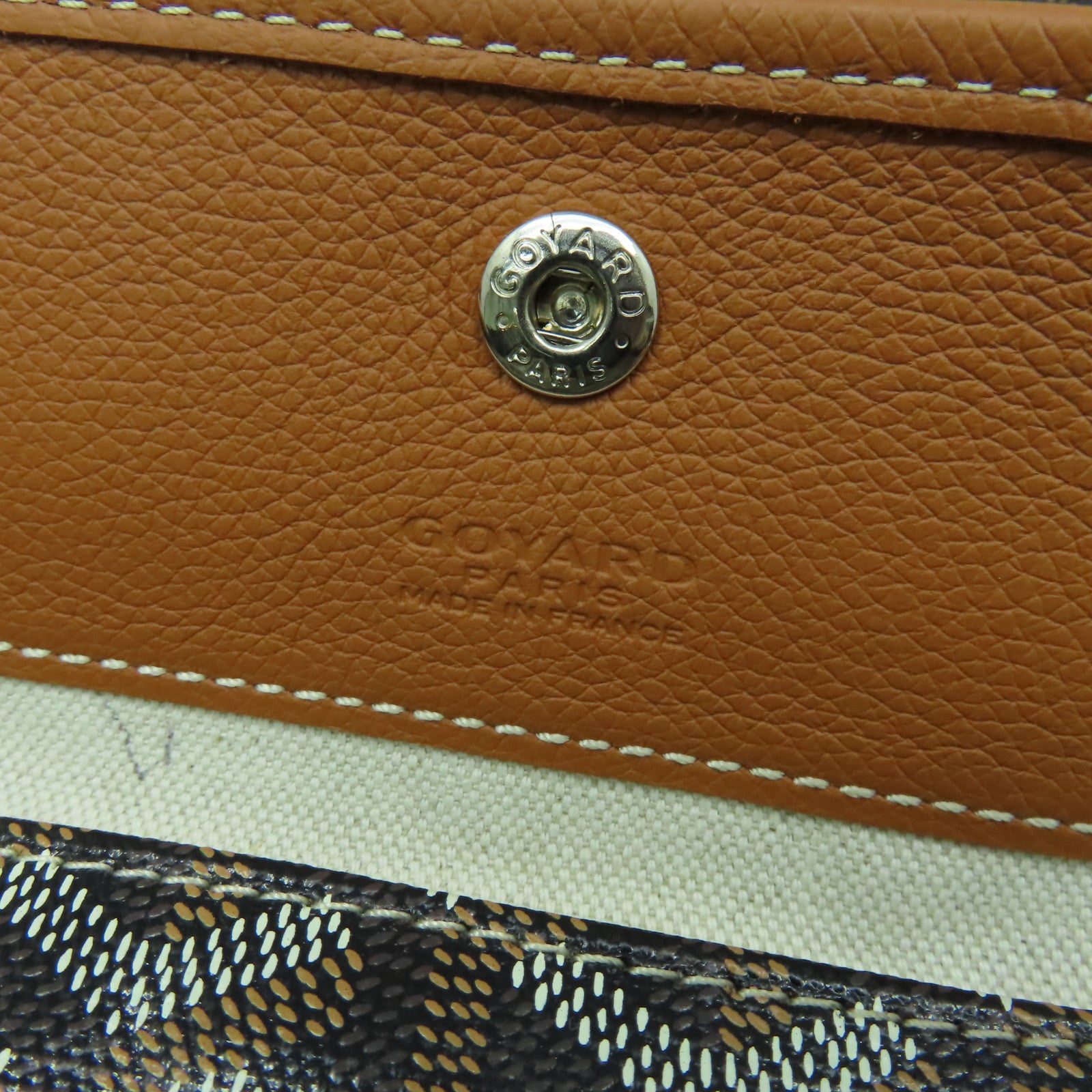 GOYARD 塗層帆布Anjou銀扣肩背袋啡色/黑色