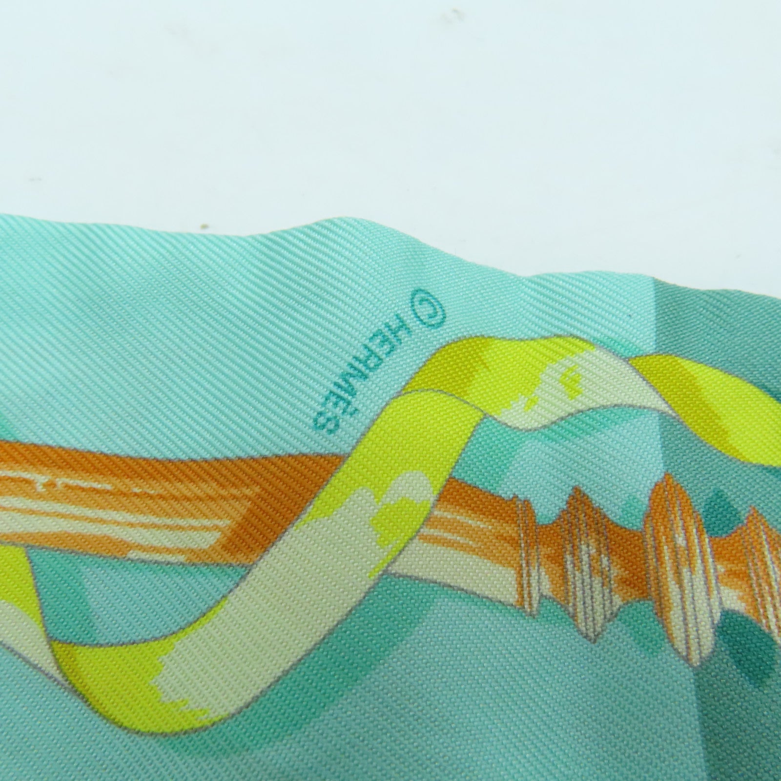 HERMES 絲質Twilly Scarf圍巾橙色/綠色