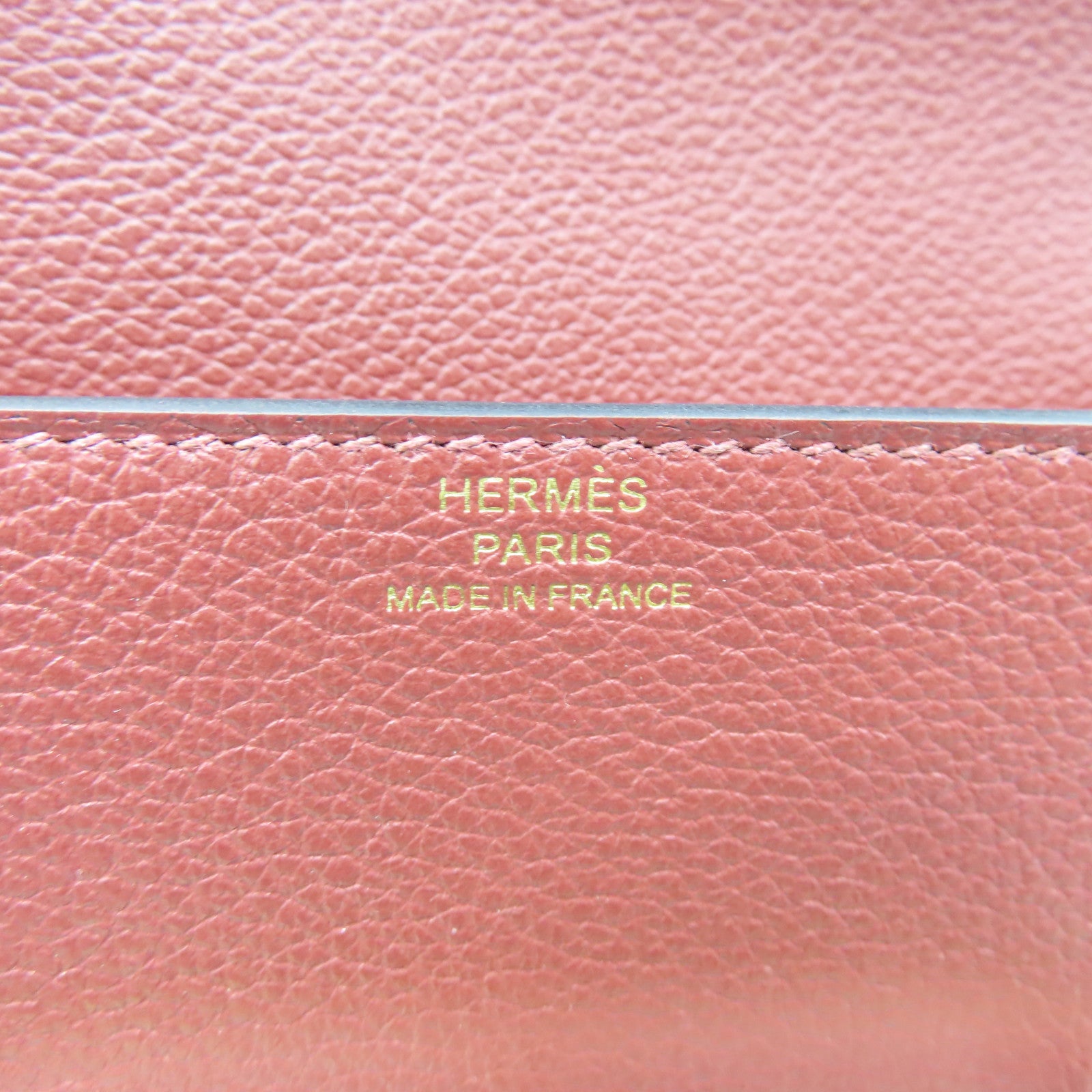 HERMES 【激減優惠】Evercolor皮革Roulis Slim金扣錢包愛馬仕紅色