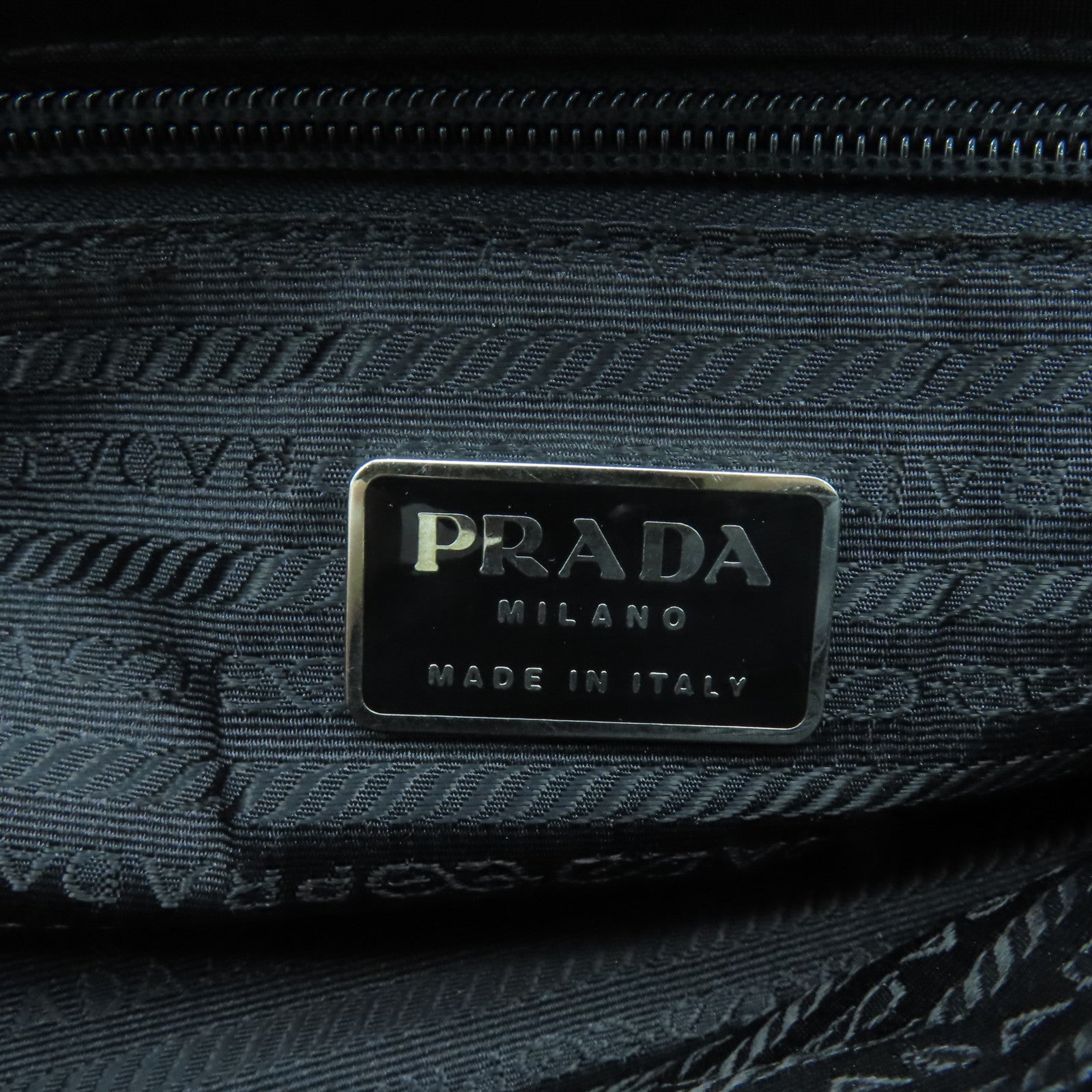 PRADA Nylon Shoulder Bag Silver Buckle Shoulder Bag Black