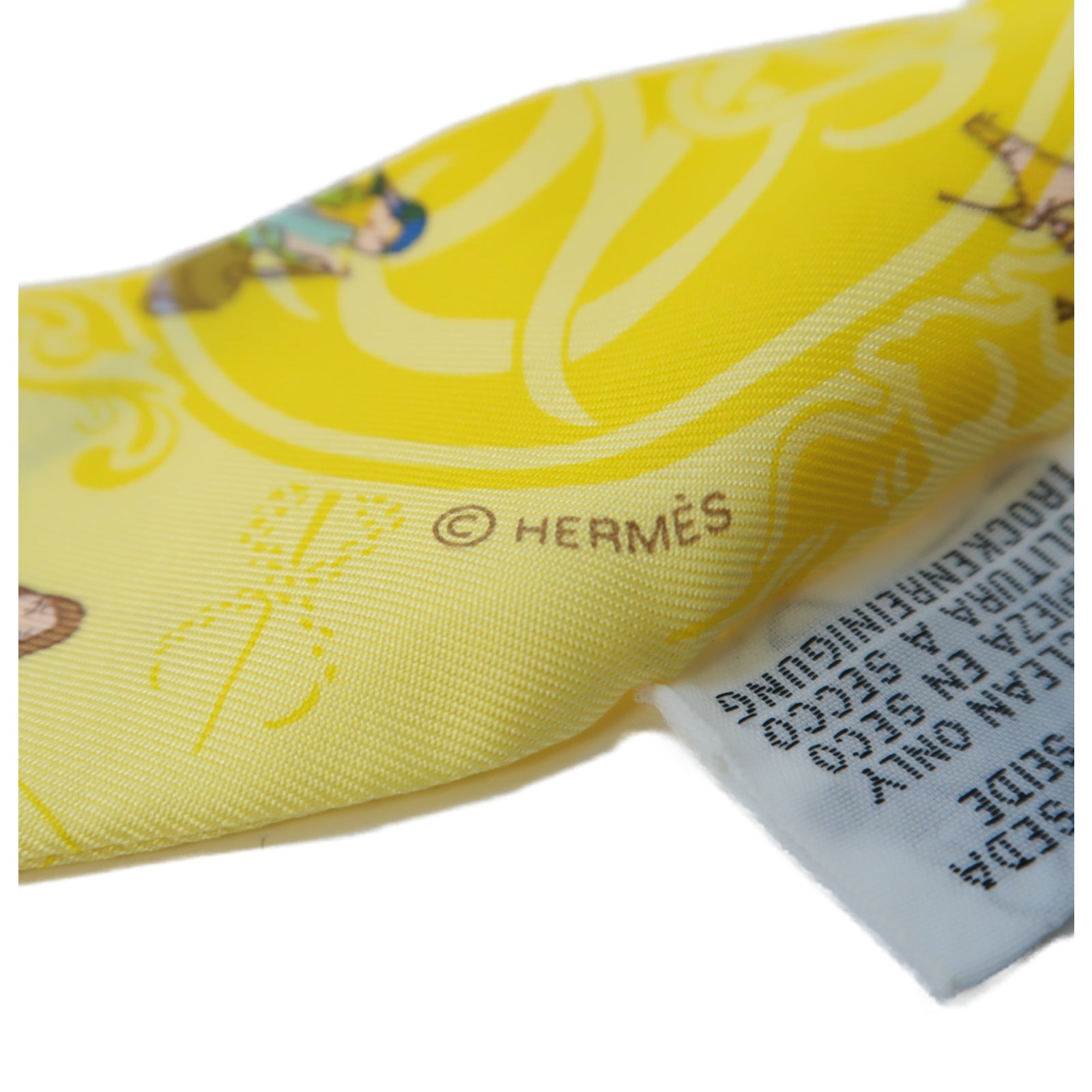 HERMES 絲質Twilly絲巾黃色