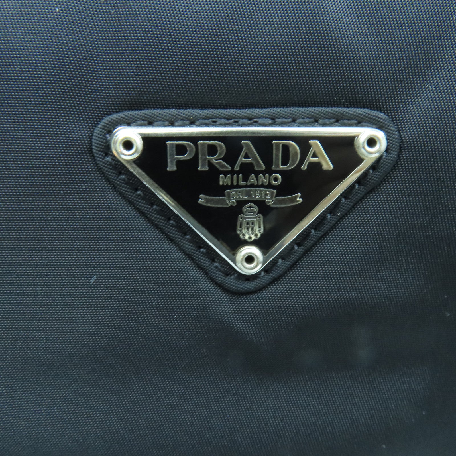 PRADA Nylon Shoulder Bag Silver Buckle Shoulder Bag Black