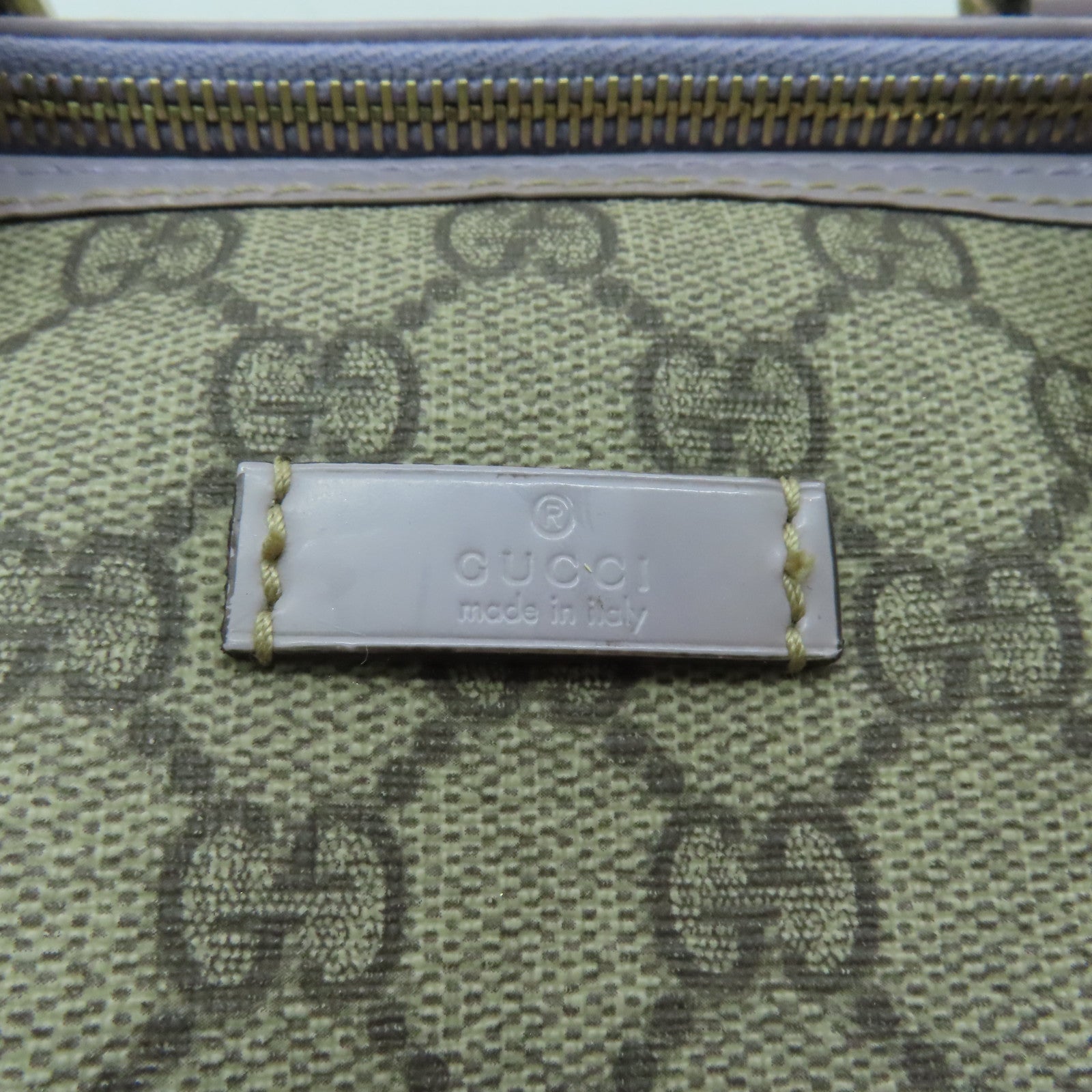 GUCCI PVC Hand Bag金扣波士頓包灰色/紫色
