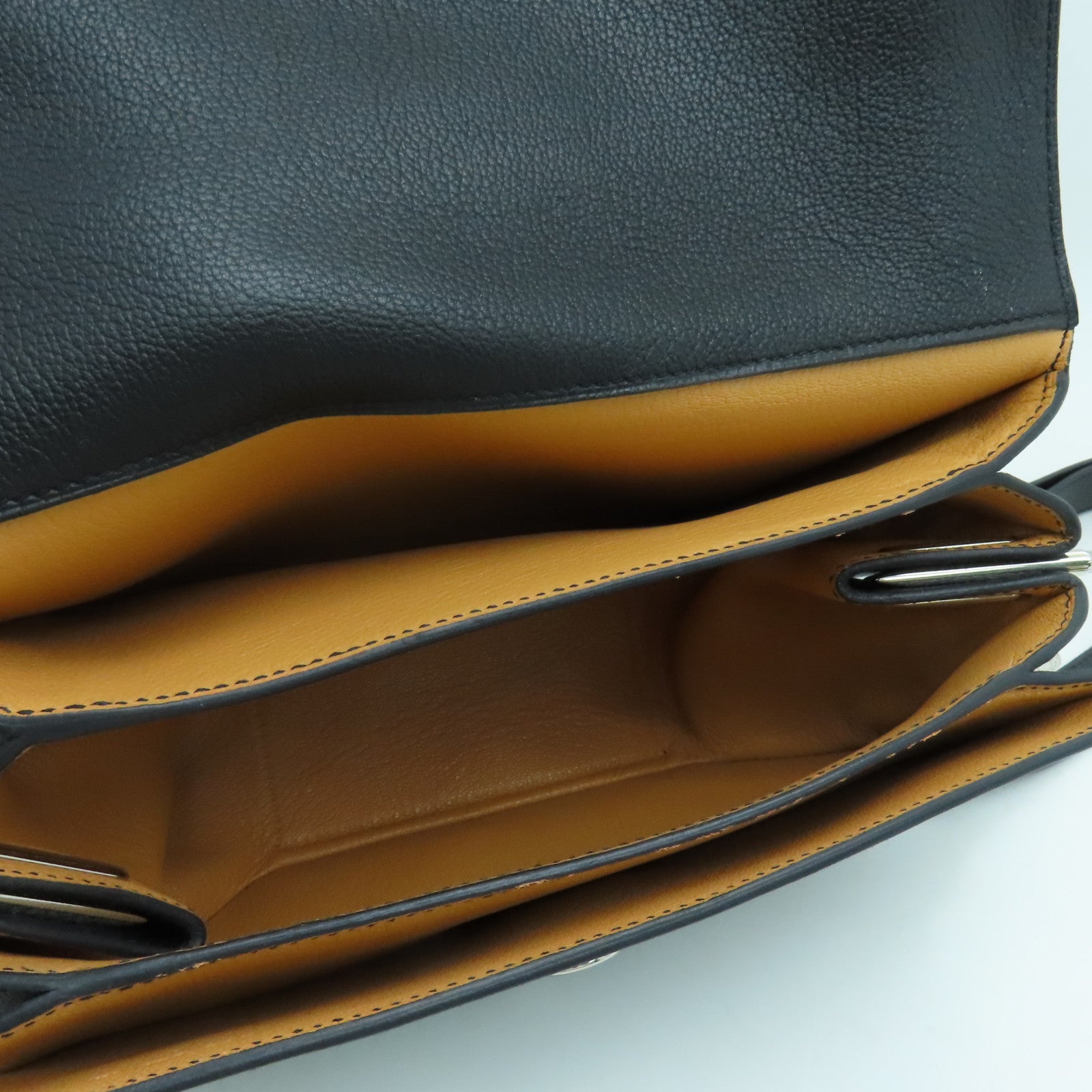 HERMES Evercolor皮革Opli 24银扣肩背袋黑色