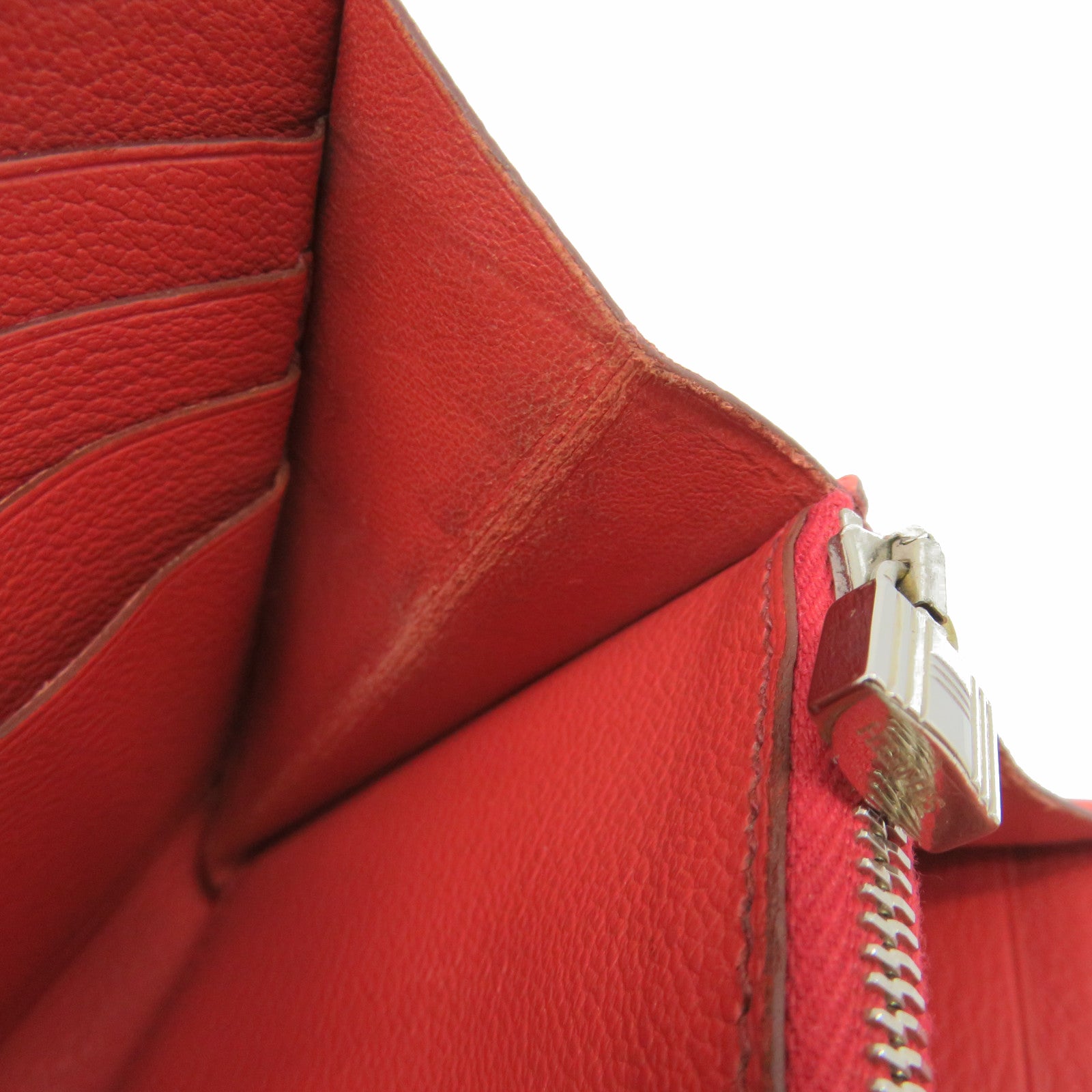 HERMES 【激減優惠】Epsom皮革Kelly Wallet銀扣長錢包紅色
