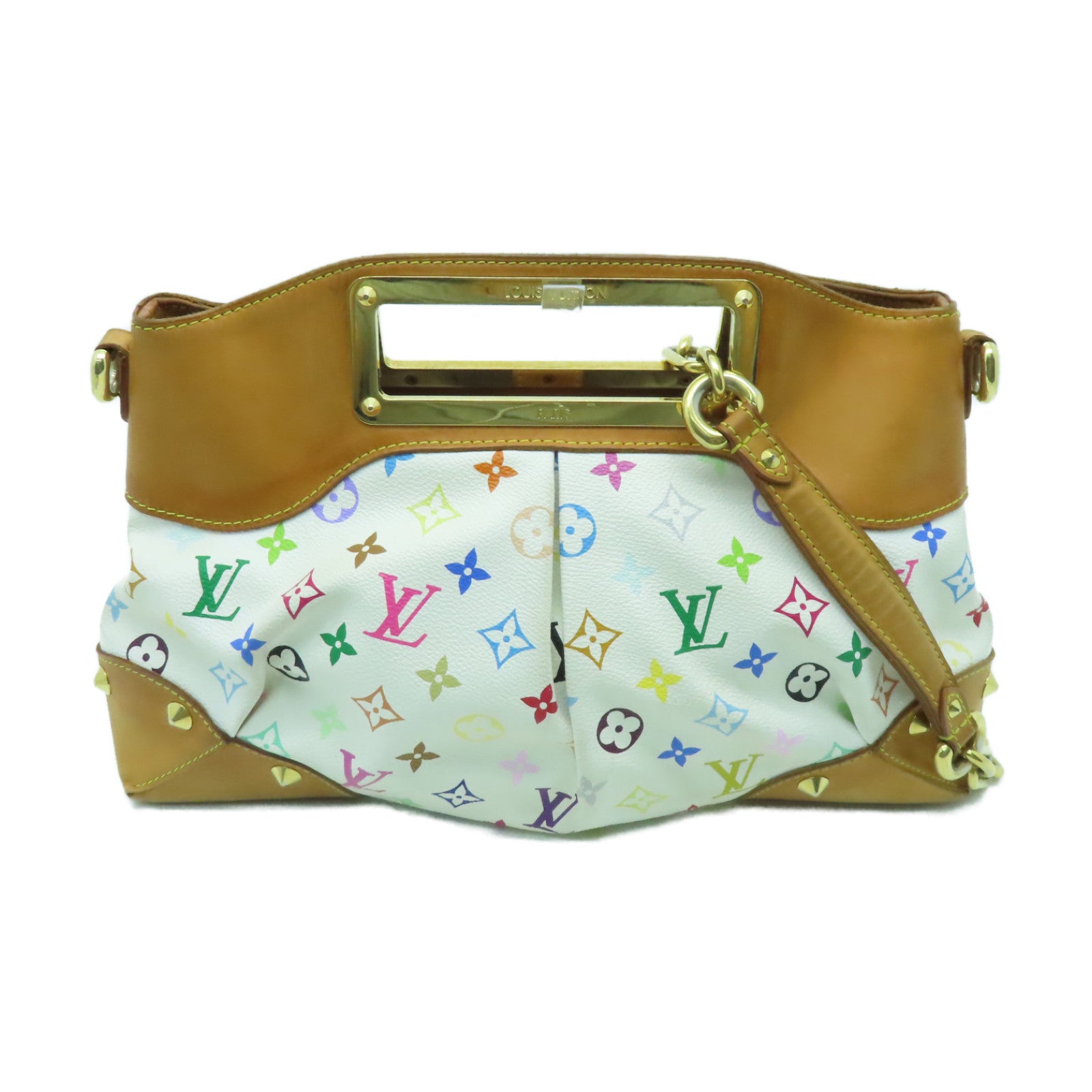 LOUIS VUITTON Monogram Multicolore Judy MM金扣手挽肩背兩用袋白色/彩色