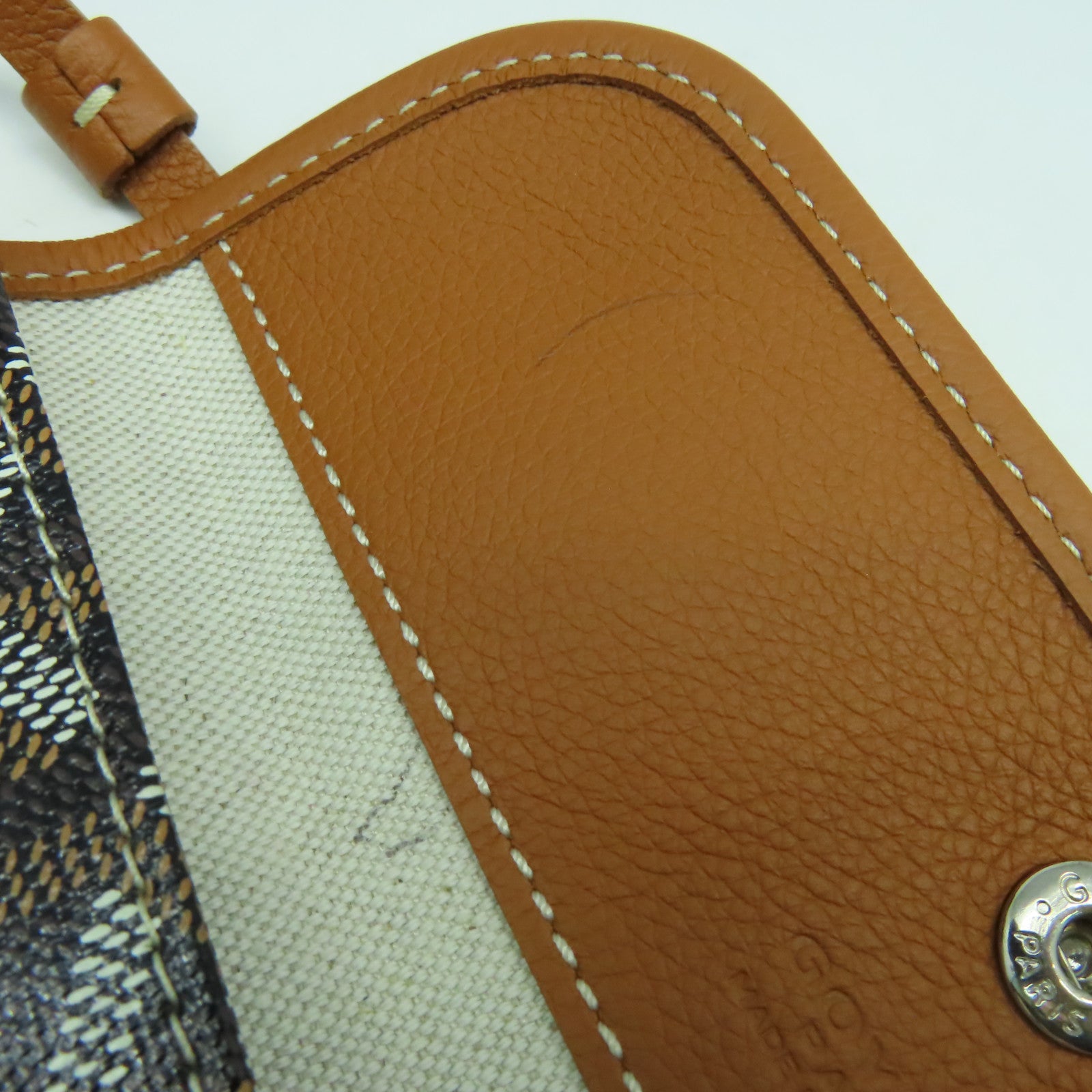 GOYARD 塗層帆布Anjou銀扣肩背袋啡色/黑色