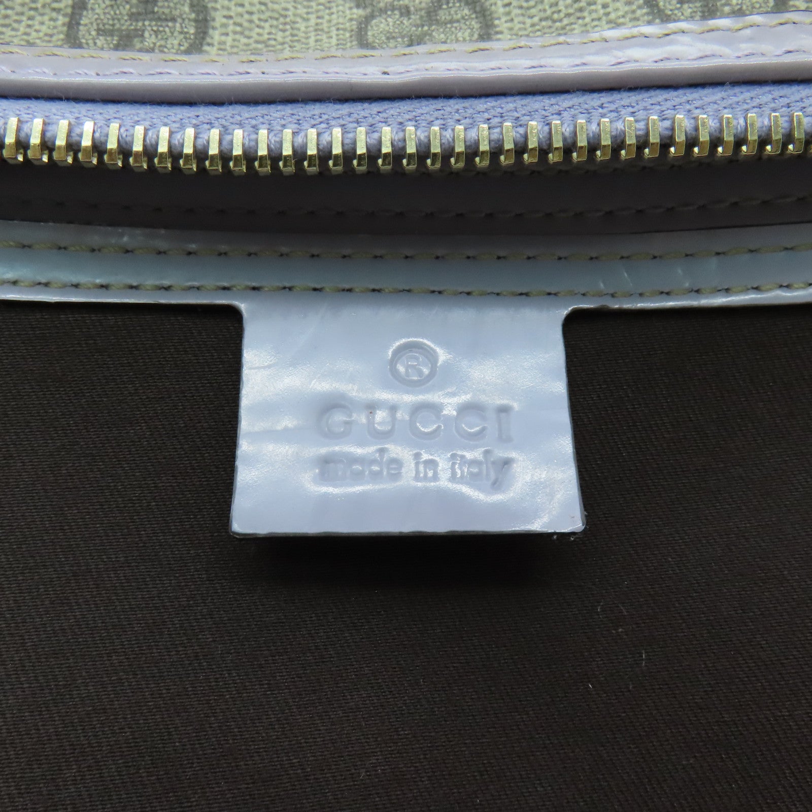 GUCCI PVC Hand Bag金扣波士頓包灰色/紫色