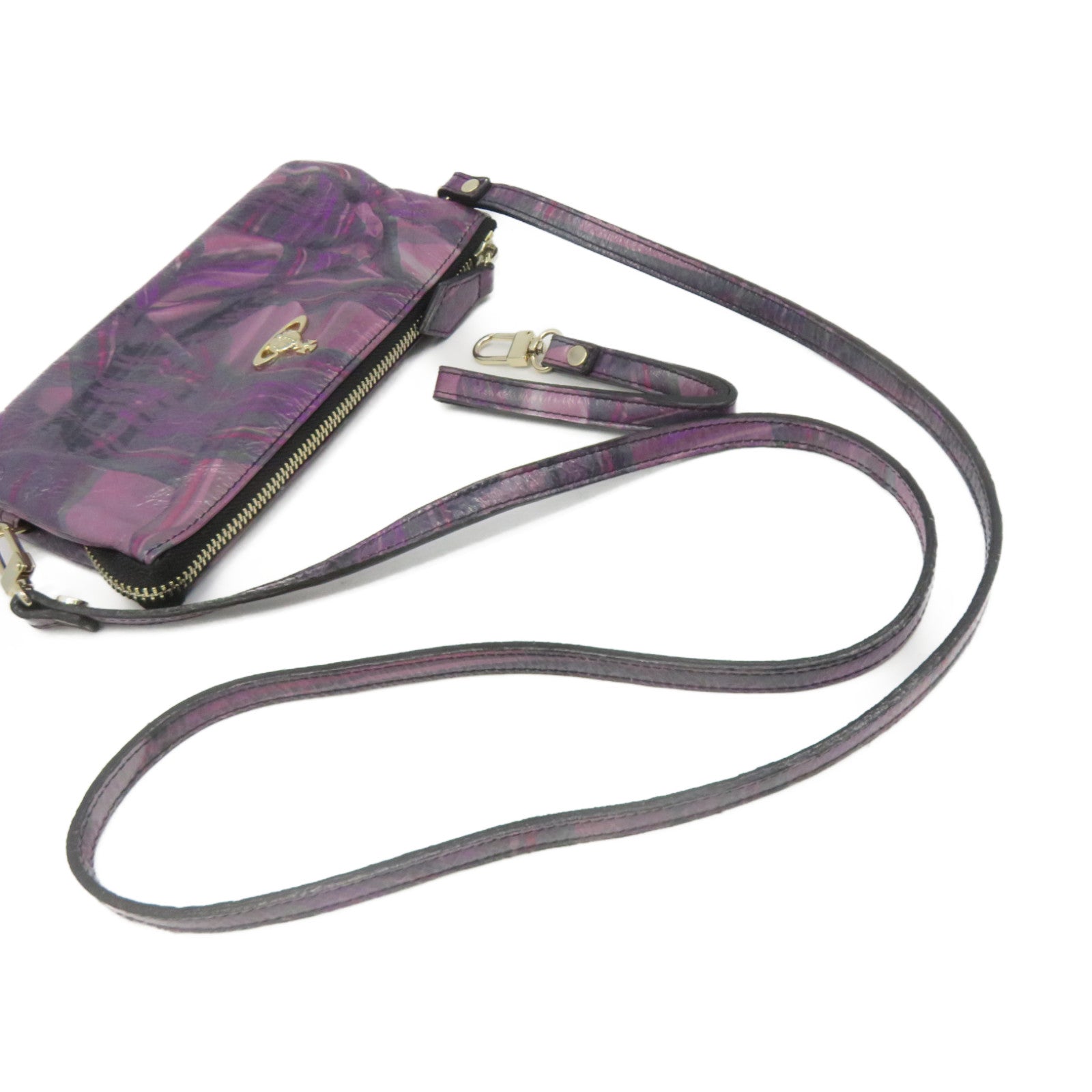 Vivienne Westwood 涂层皮革Shoulder Bag肩背袋紫色