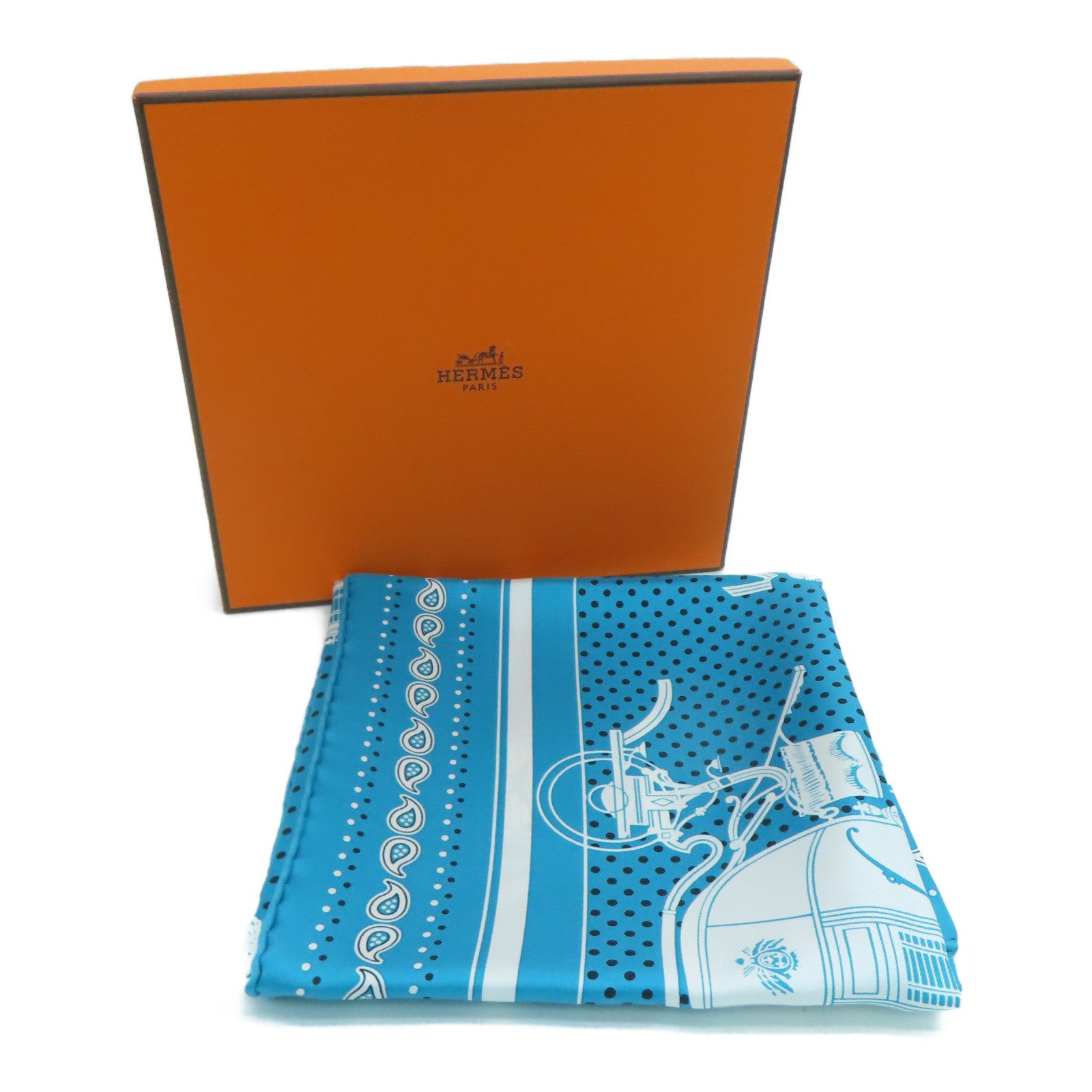 HERMES 絲質Scarf 55絲巾藍色