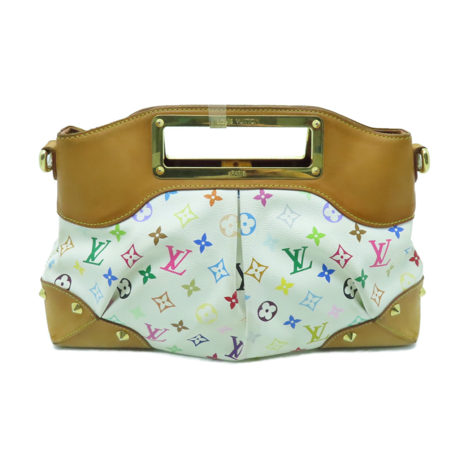 LOUIS VUITTON Monogram Multicolore Judy MM金扣手挽肩背兩用袋白色/彩色