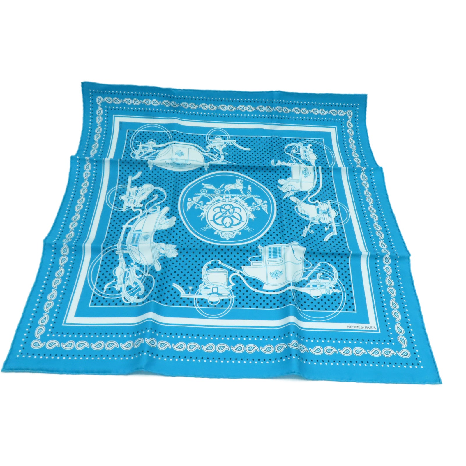 HERMES 絲質Scarf 55絲巾藍色