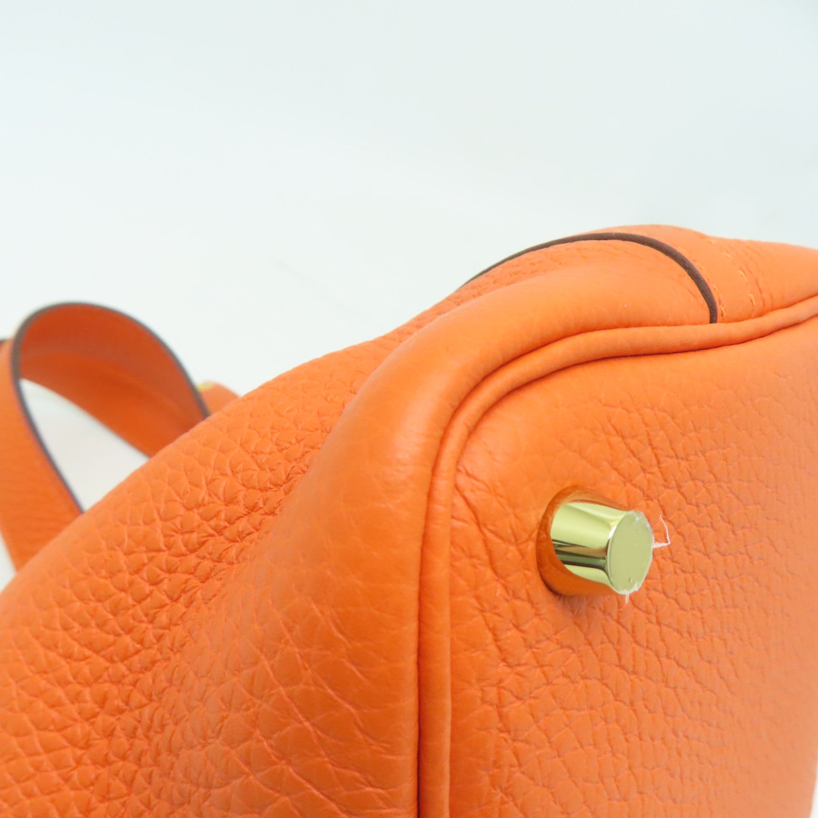 HERMES Clemence皮革Picotin PM金扣手挽袋橙色