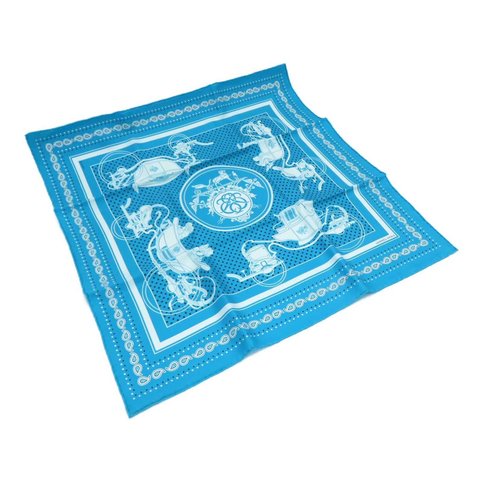 HERMES 絲質Scarf 55絲巾藍色