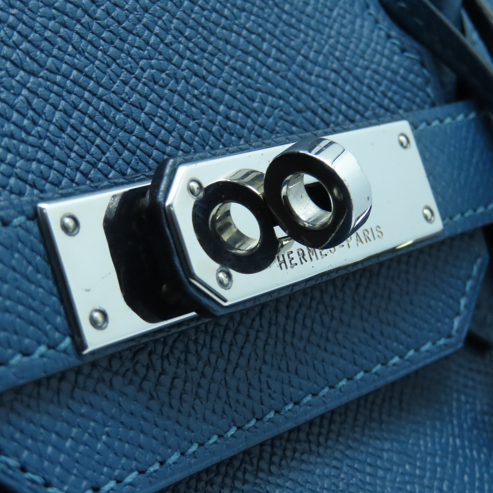 HERMES Epsom皮革Birkin 30銀扣手挽袋鴨子藍