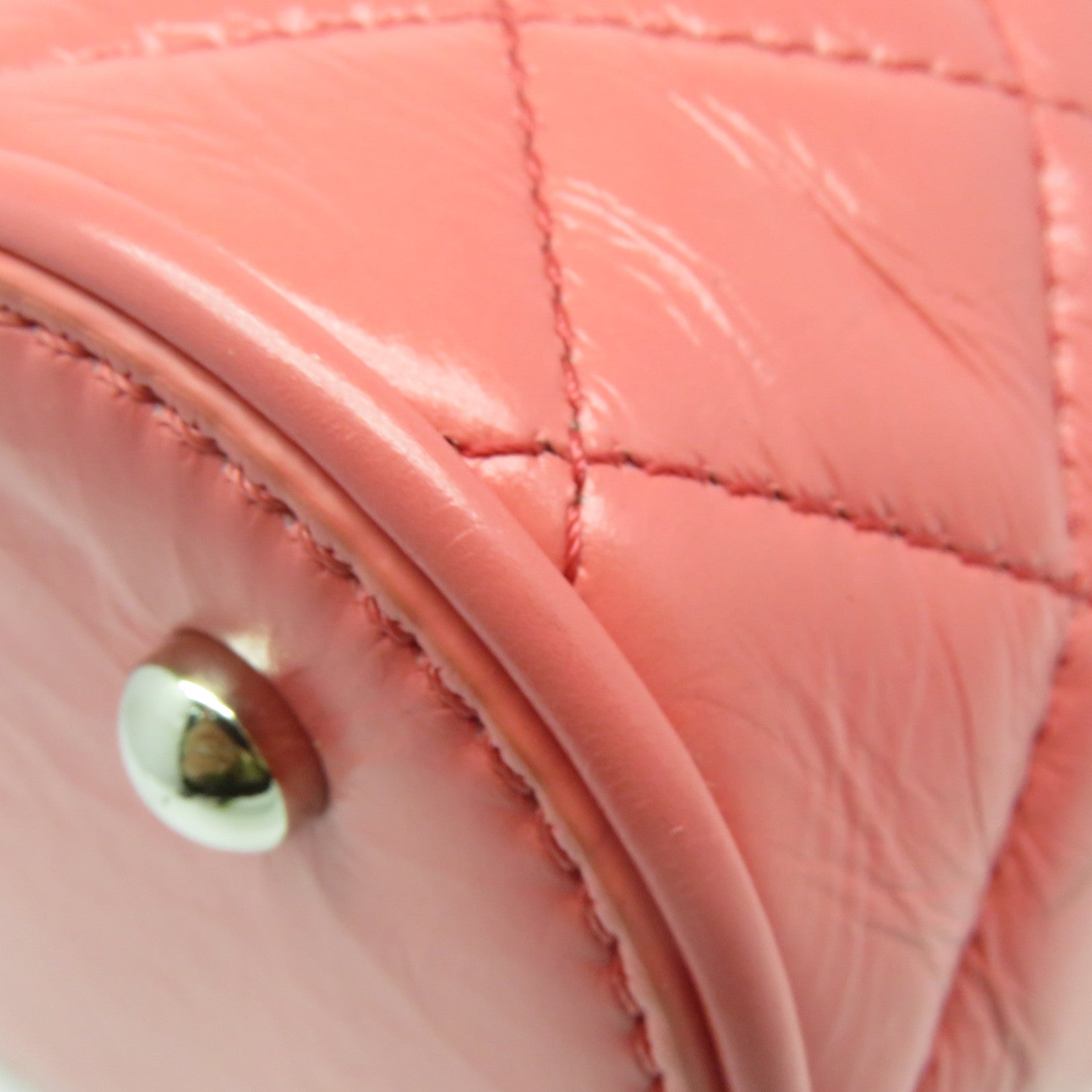 CHANEL 菱格牛皮皮革/PVC Backpack银扣背包粉红色