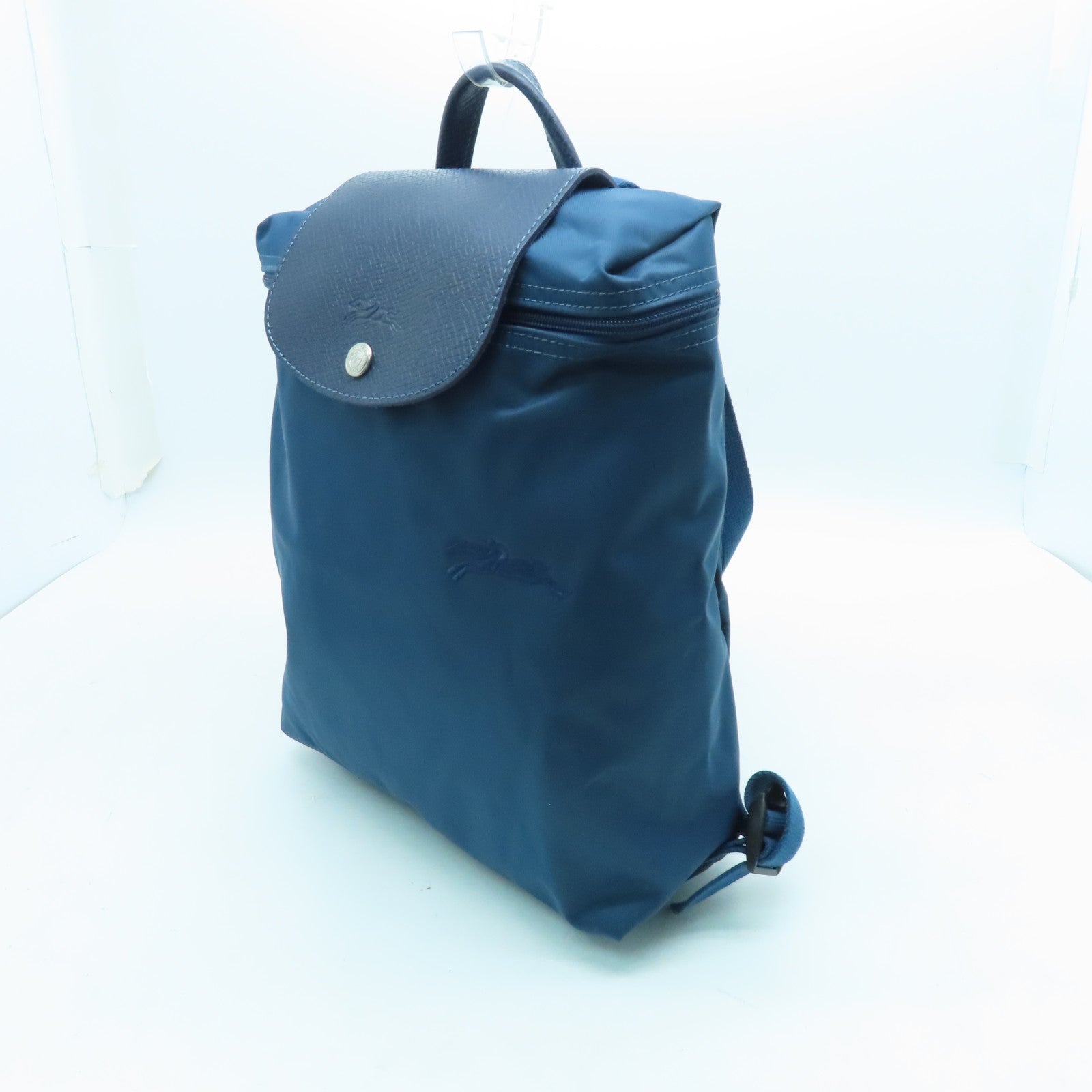 Longchamp Nylon Backpack Silver Buckle Backpack Blue